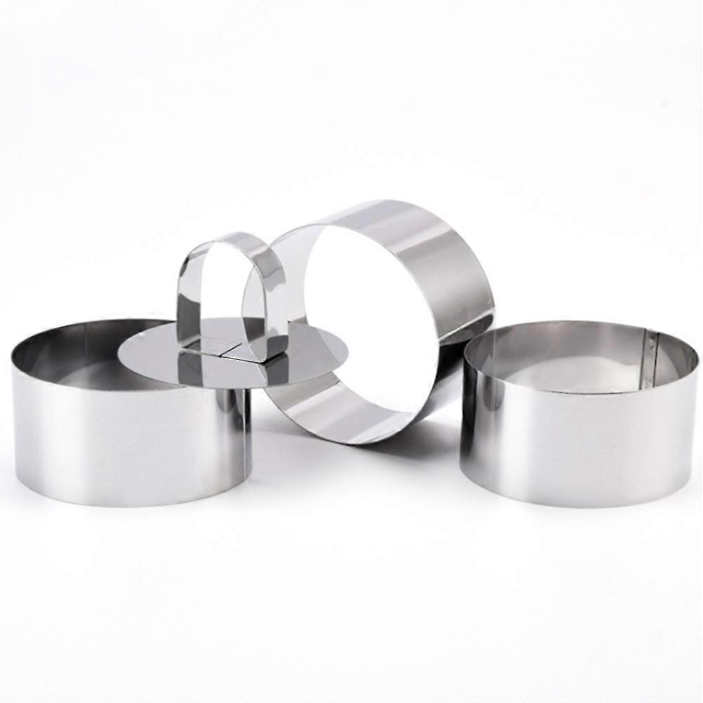 Round Baking Mold 1 Set 4Pcs Stainless Steel Tool Ideal for Home Bakery Non-stick Silver
