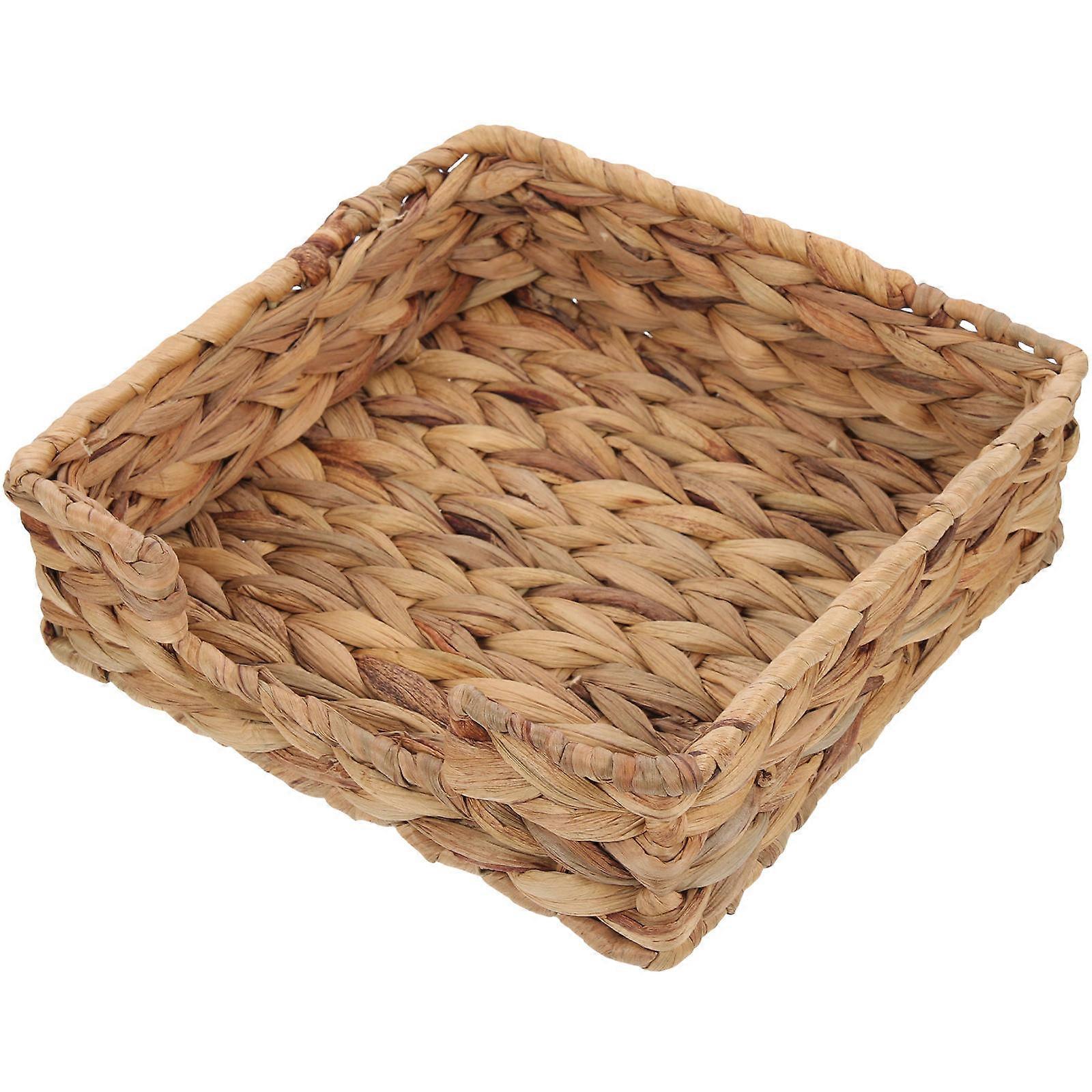 Square Decorative Tissue Box 4Pcs Rustic Style Woven Basket Ideal For Cafe Or Restaurant Storage With Construction