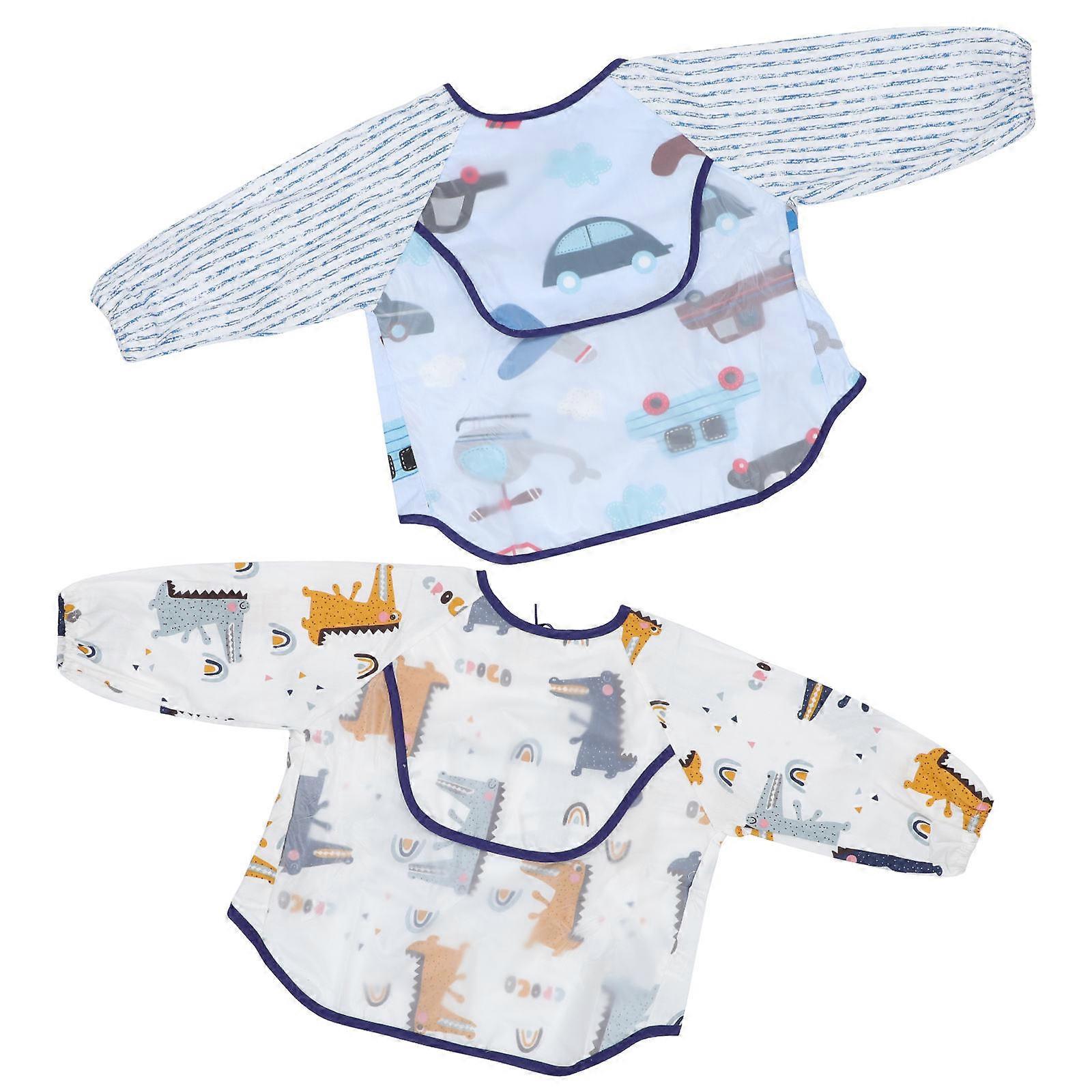 Baby Apron for Meal Time 6Pcs Long Sleeve Bib with Cartoon Design