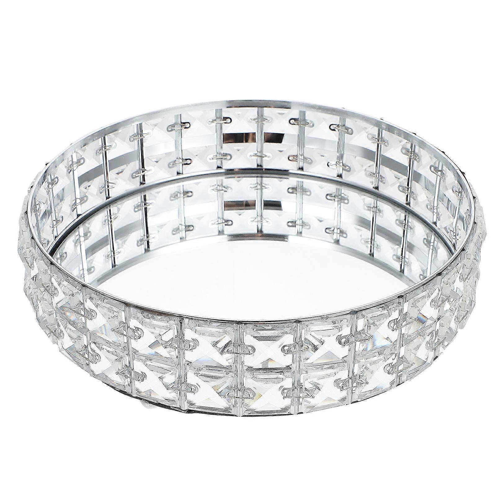 Food Platter 2Pcs Round Mirror Tray for Decorative Use