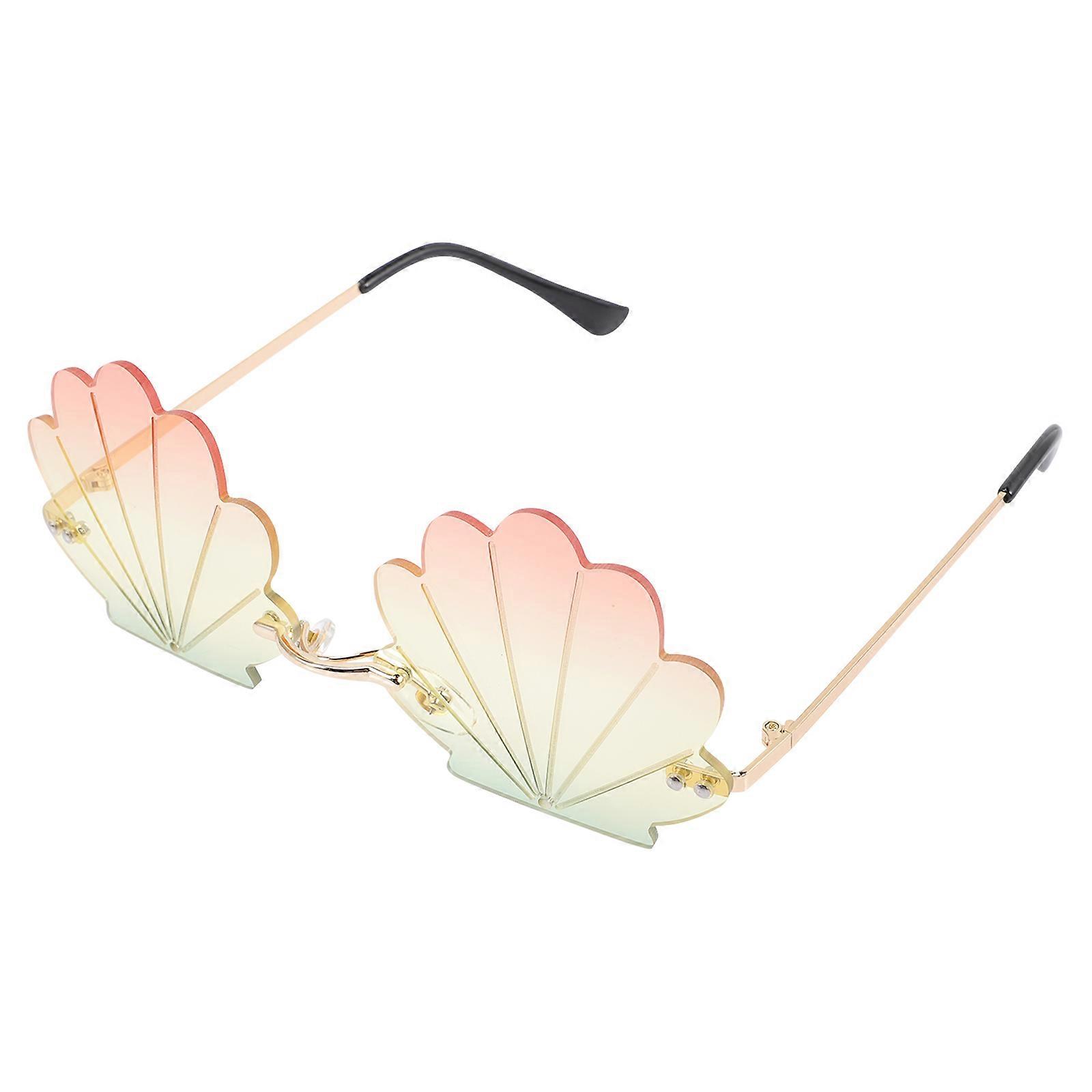 Transparent Seashell Sunglasses Rimless for Party Favors 3Pcs Funny Decoration