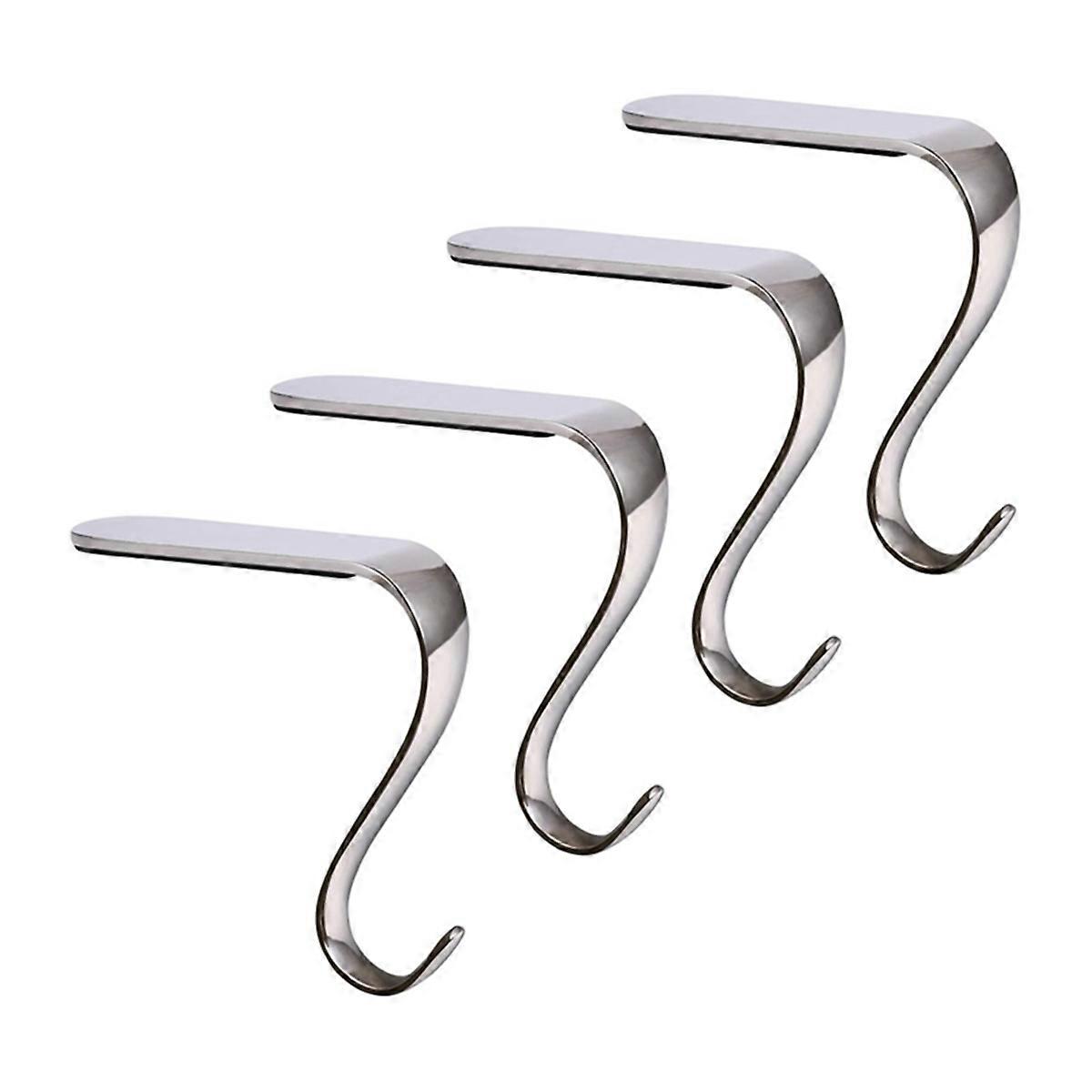 Christmas Stocking Holders Xmas Fireplace Hanger Hooks (Silver)