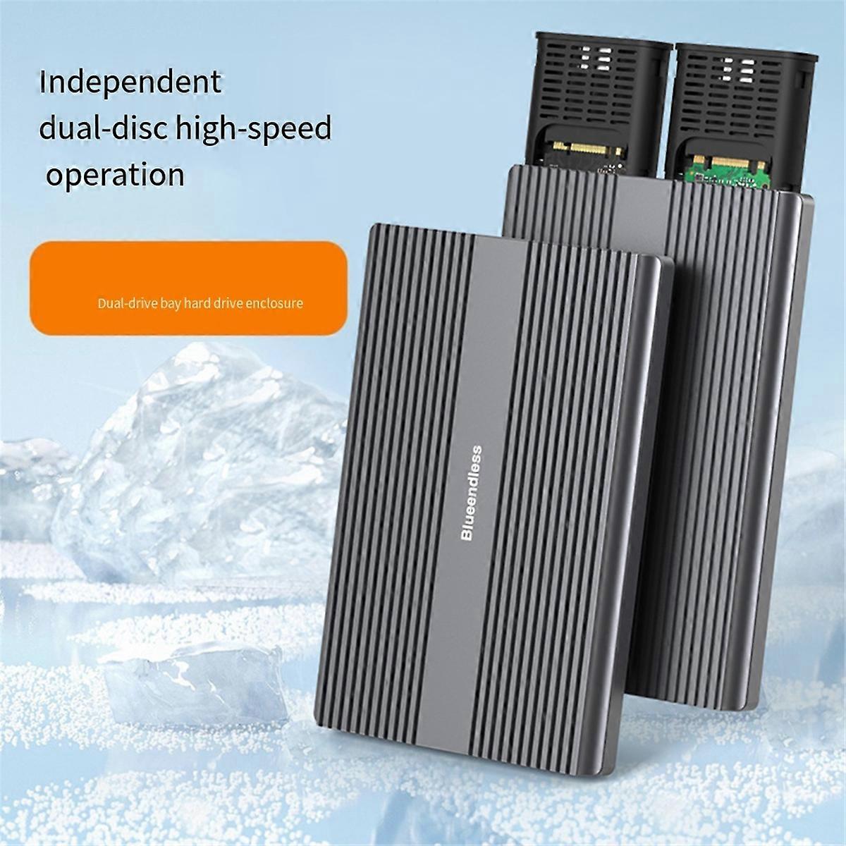  Dual SSD Enclosure M.2 Dual Hard Drive Case