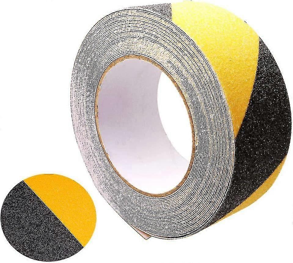 Ruban antidérapant noir-jaune 10 m x 5 cm, ruban de sécurité antidérapant, pour escaliers intérieurs et extérieurs