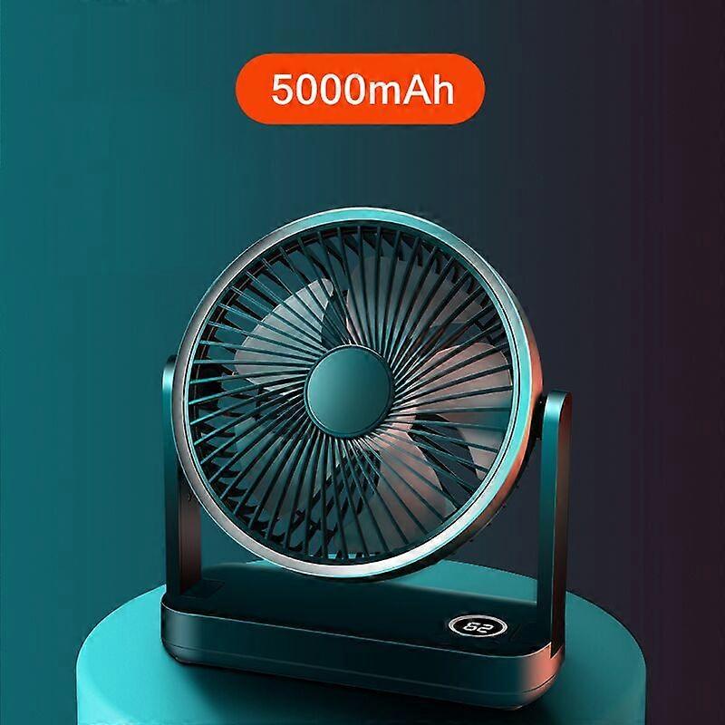 Geekroom Usb Rechargeable 5000Mah Battery Wireless Portable Air Cooling Fan Shaking Head 4 Gears Wind Adjustable Home Desk Fan