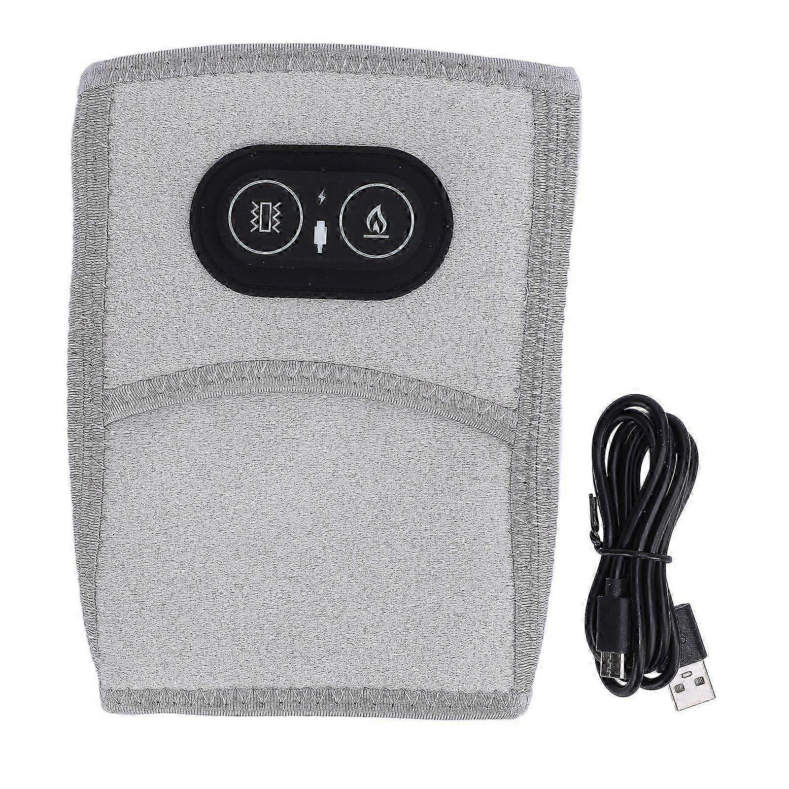 25-26 Elbow Heating Pad Wrap 3 Heating Levels Adjustable Hook Loop Fastener Vibration Heated Arm Brace Light Grey