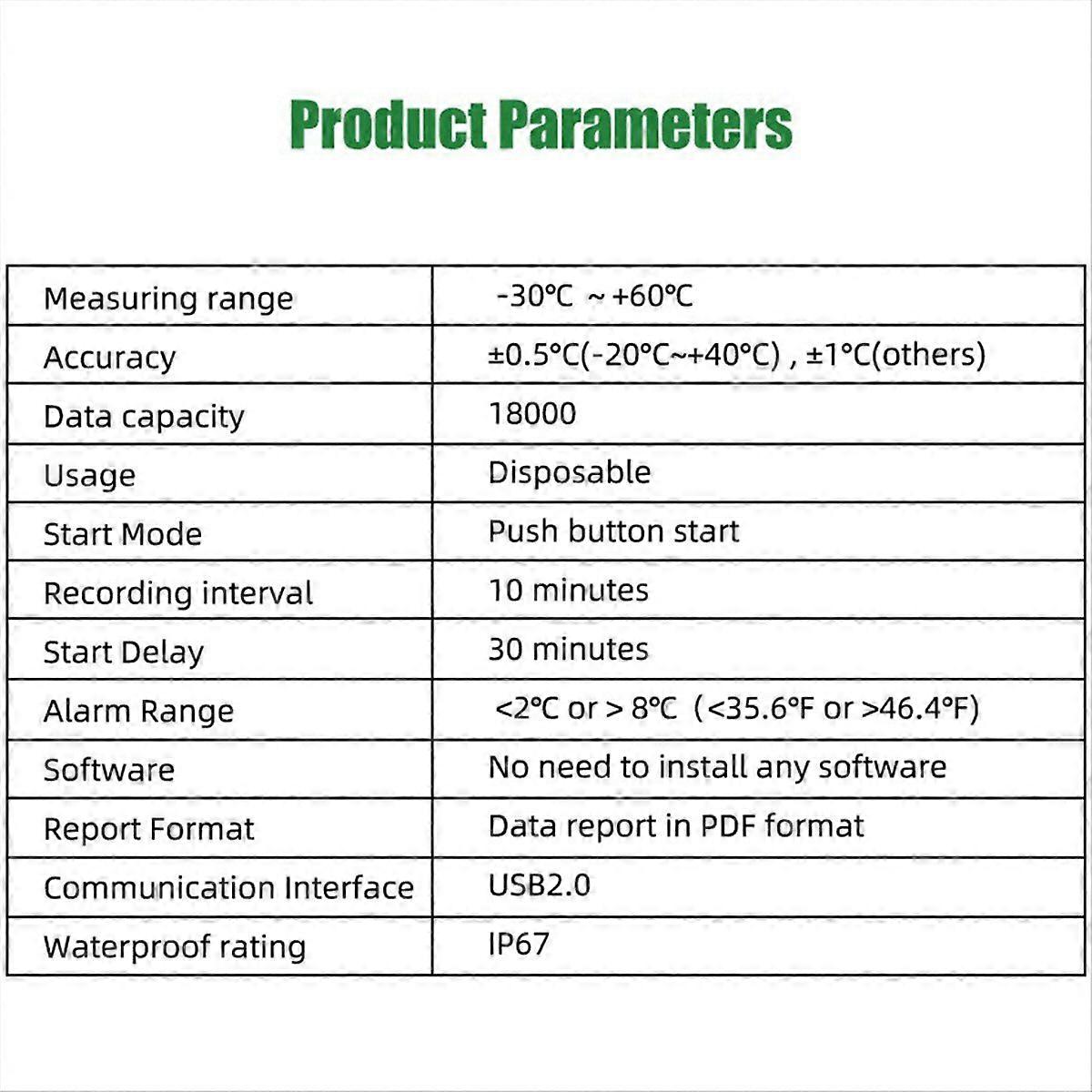 60 Days USB Temperature Data Logger -30 -+60  Report with App