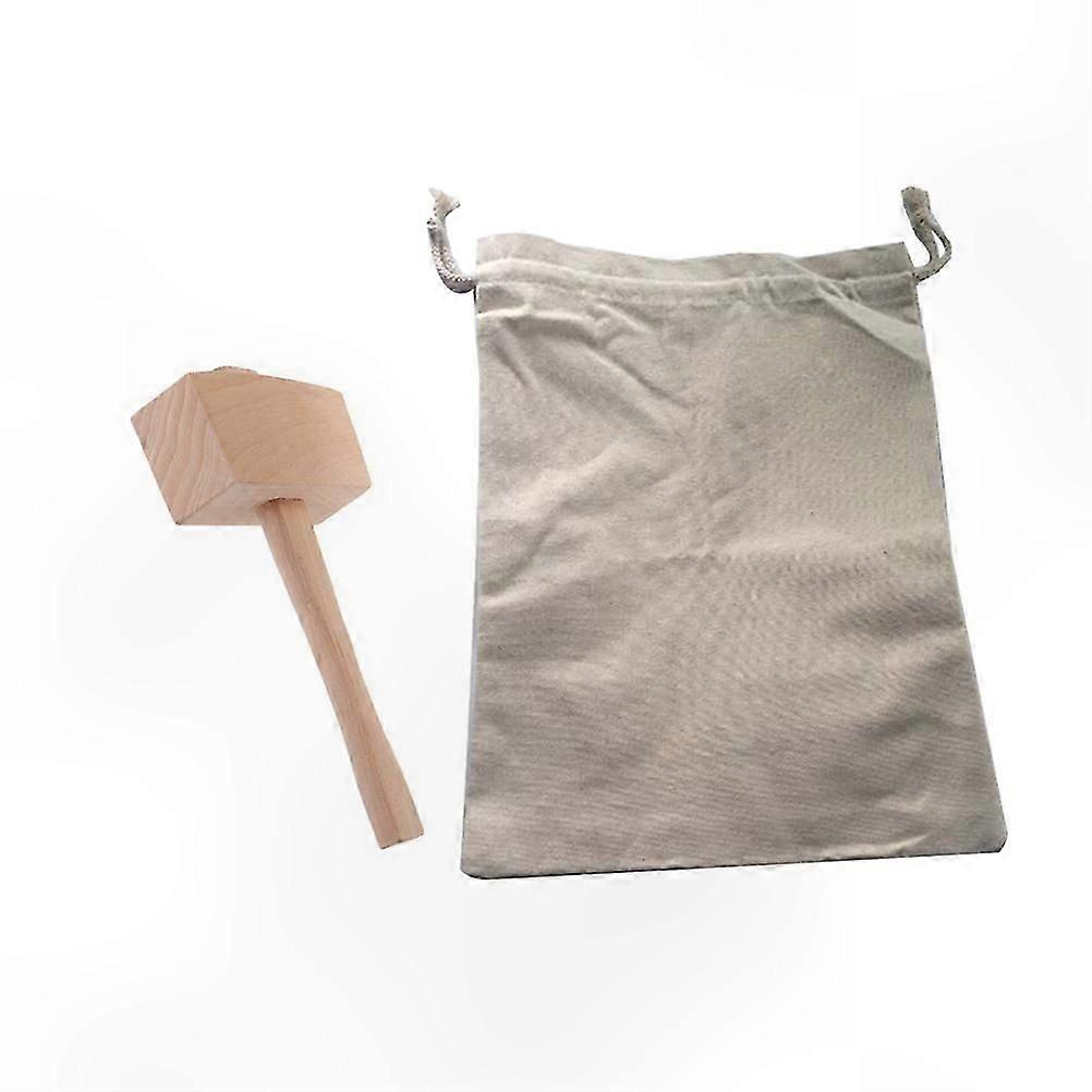 Canvas Ice Crusher Bag with Wooden Mallet for Home Use 1Set