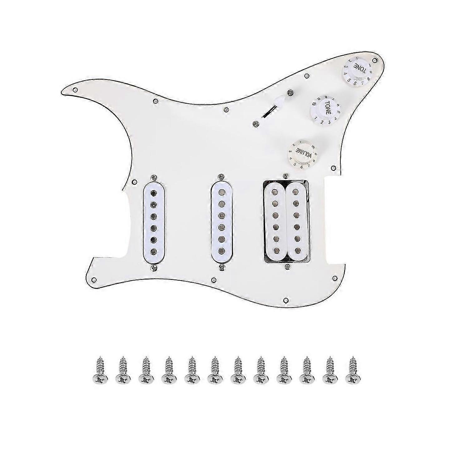 Electric Guitar Pickguard Pickups Loaded Prewired Scratchplate Assembly 11 Hole SSH White