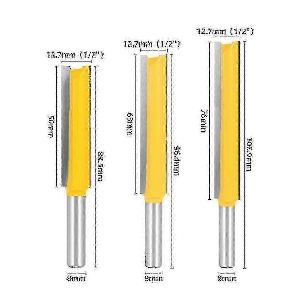 25-26 3pcs 8mm Shank Extra Long Milling Cutters, Woodworking Cutter Extra Long Cutter Straight End Cutter f54