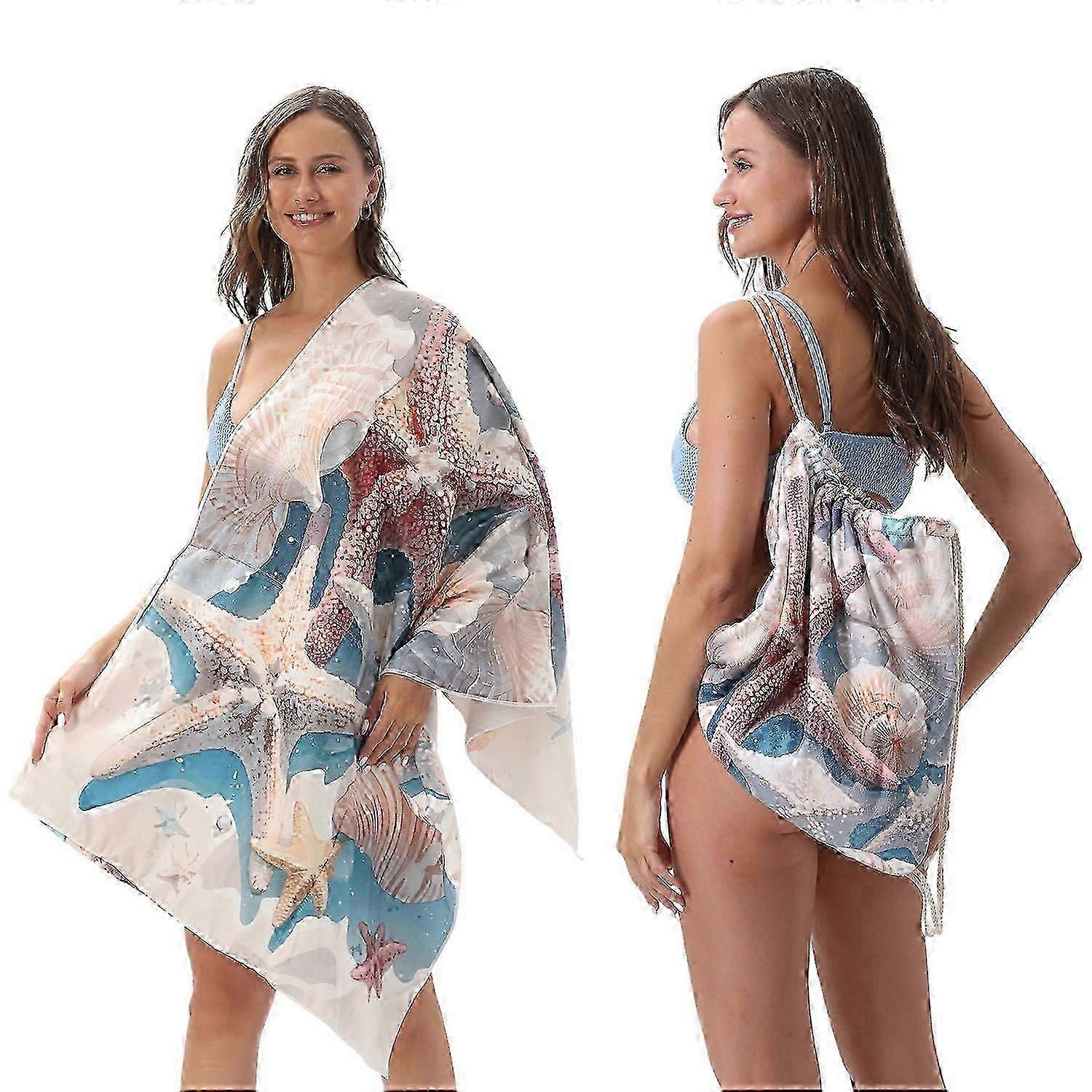 2-in-1 Beach Towel Foldable Backpack Ultra-soft Microfiber Print Bath Towel, Compact Travel-ready _m Bzsm