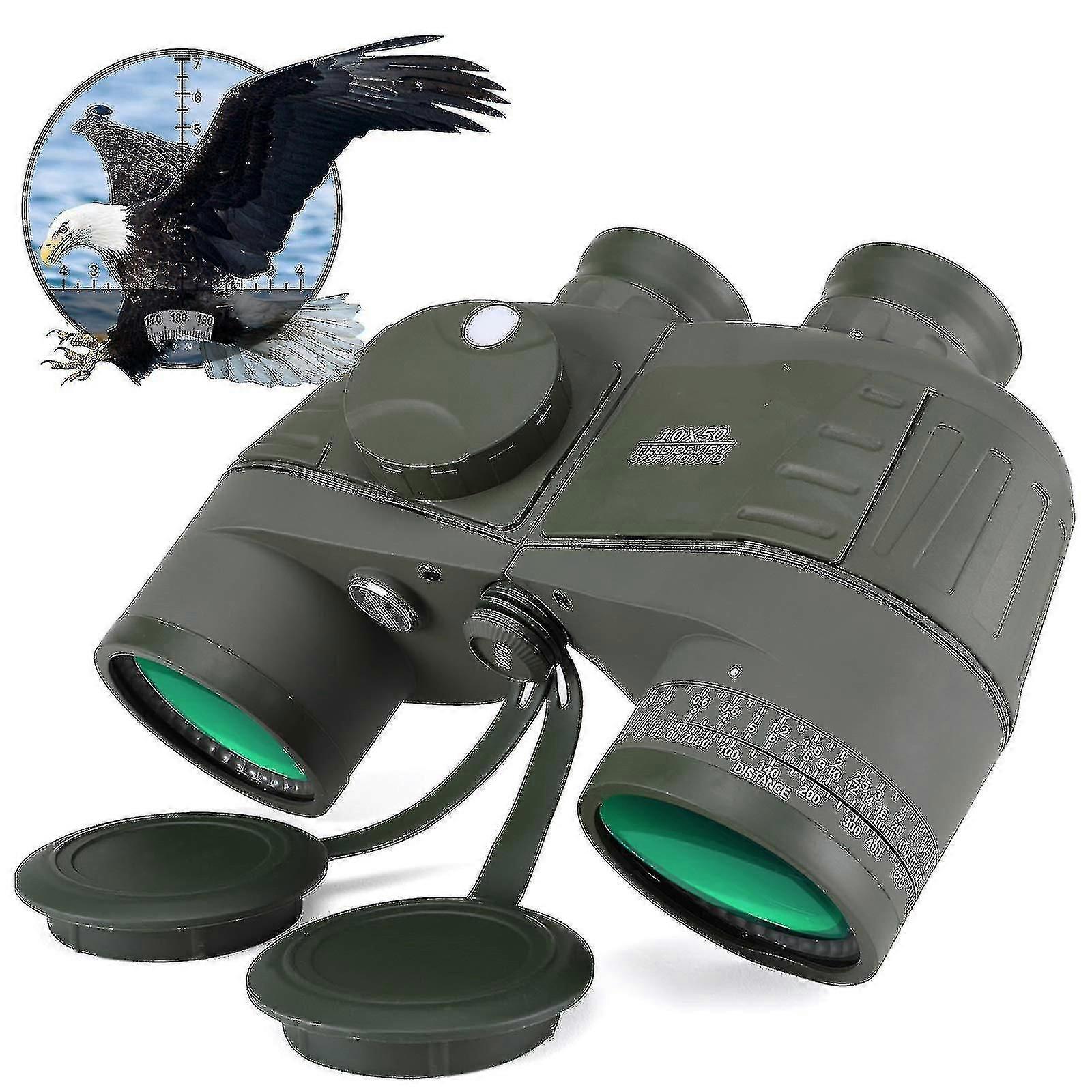 10 X 50 Binoculars For Adults With Navigation Compass And Rangefinder, Powerful Binoculars