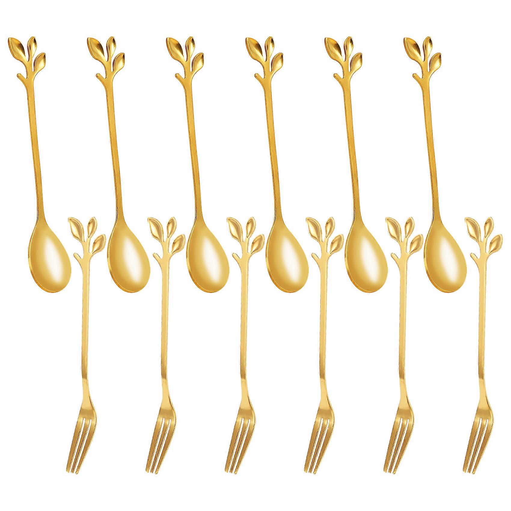 12Pcs Dessert Spoon and Fork Set Stainless Steel Mixing