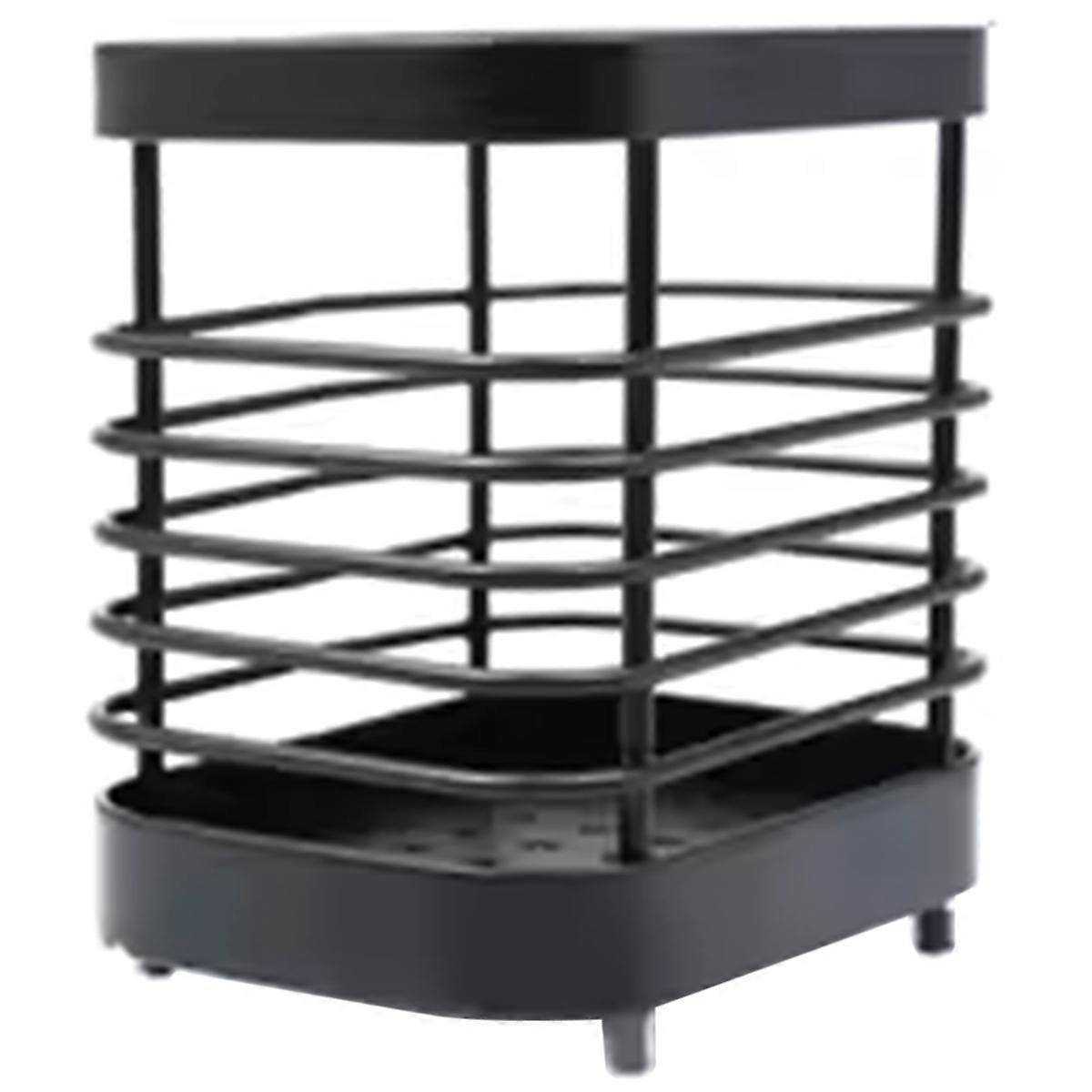 Stainless Steel Toothbrush Holder, Multifunctional Drain Rack, Rust-Proof, Black