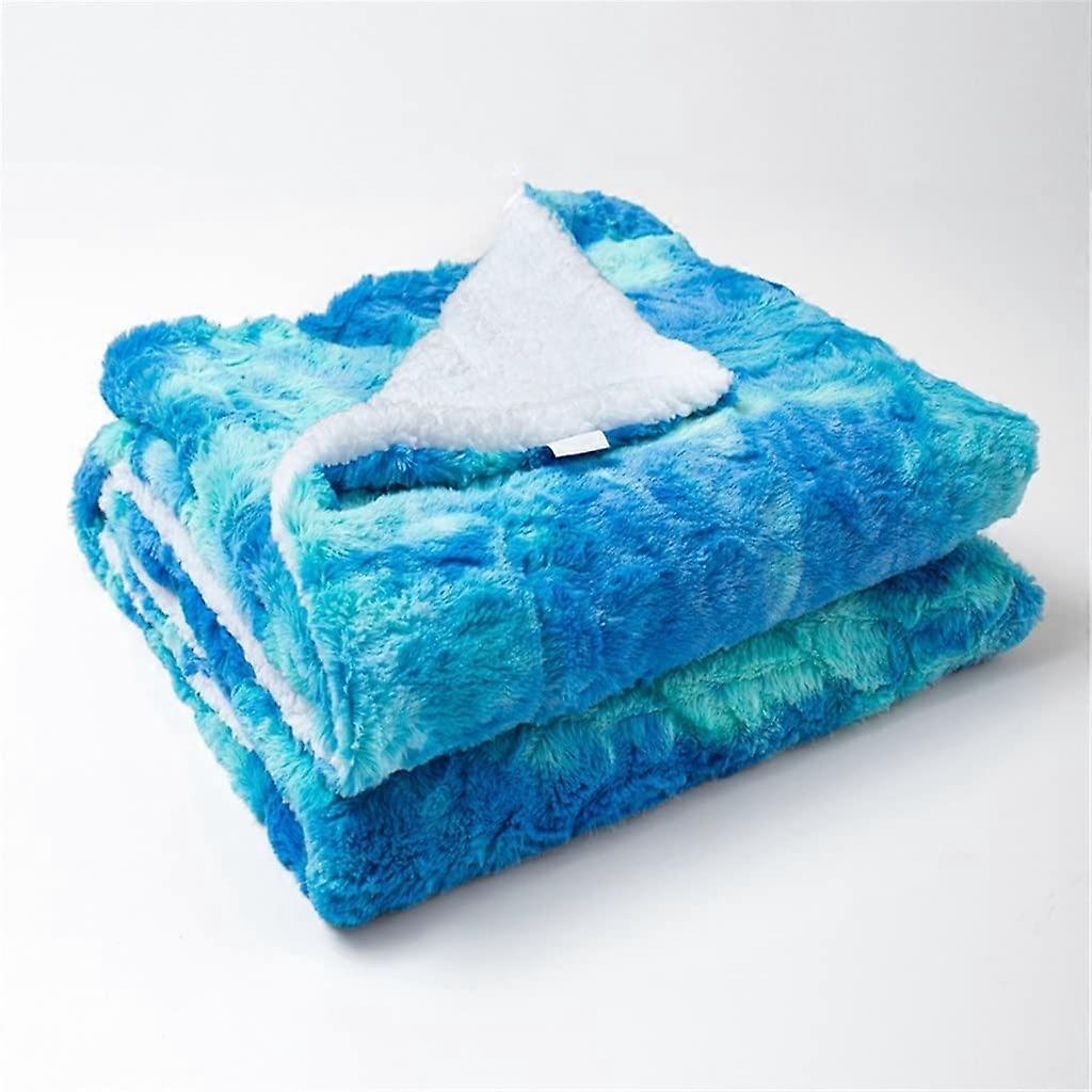 Thickened Layer Cashmere Blanket Imitation Plush Back Printed TieDyed Brushed PV Plush 152x127 Cm G