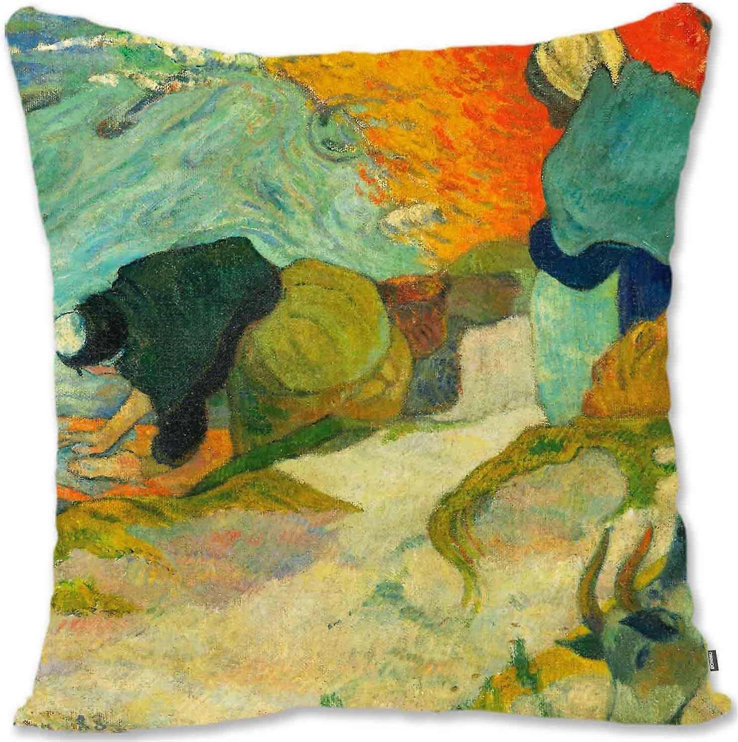 c726装飾的なスロー枕カバー印象派の風景画 - セザンヌ - 森のインテリアCE - アルルGA(a1-294)jk726の洗濯婦