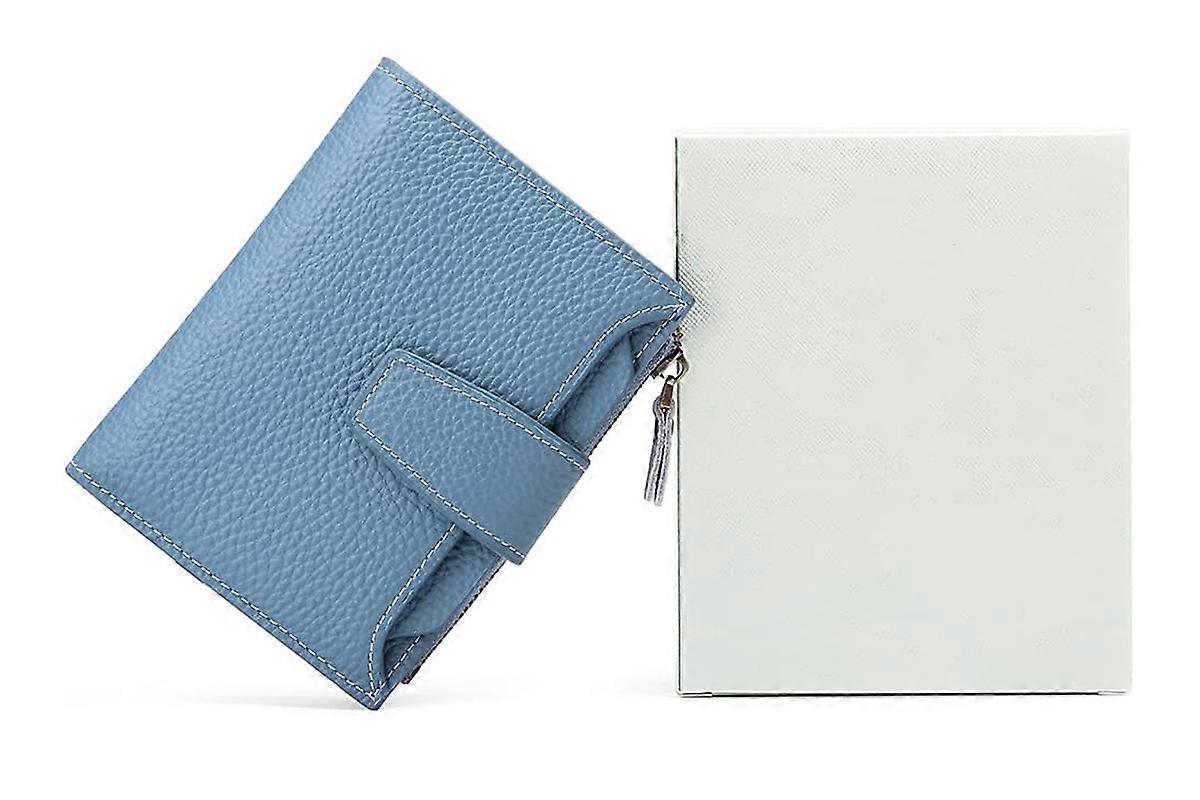 Genuine Leather Women's Wallet Short RFID Blocking Purse with Zipper