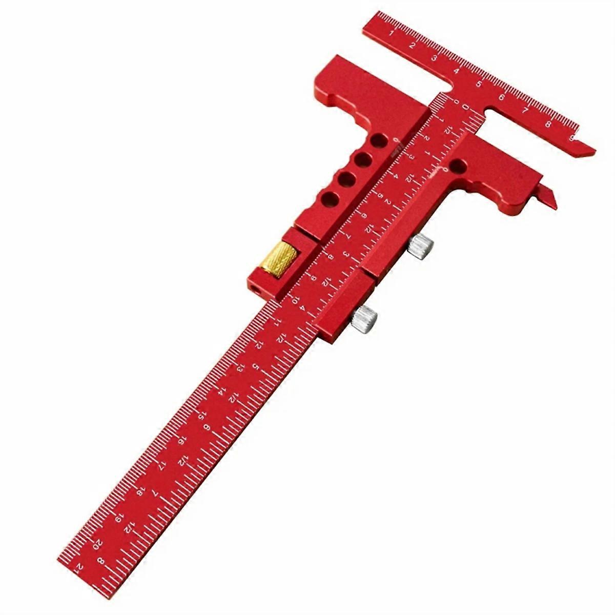 Aluminum Alloy Metric and Inch - Woodworking Scriber Marking Line Ruler - Adjustable T-Square mm and Inch Framing Ruler