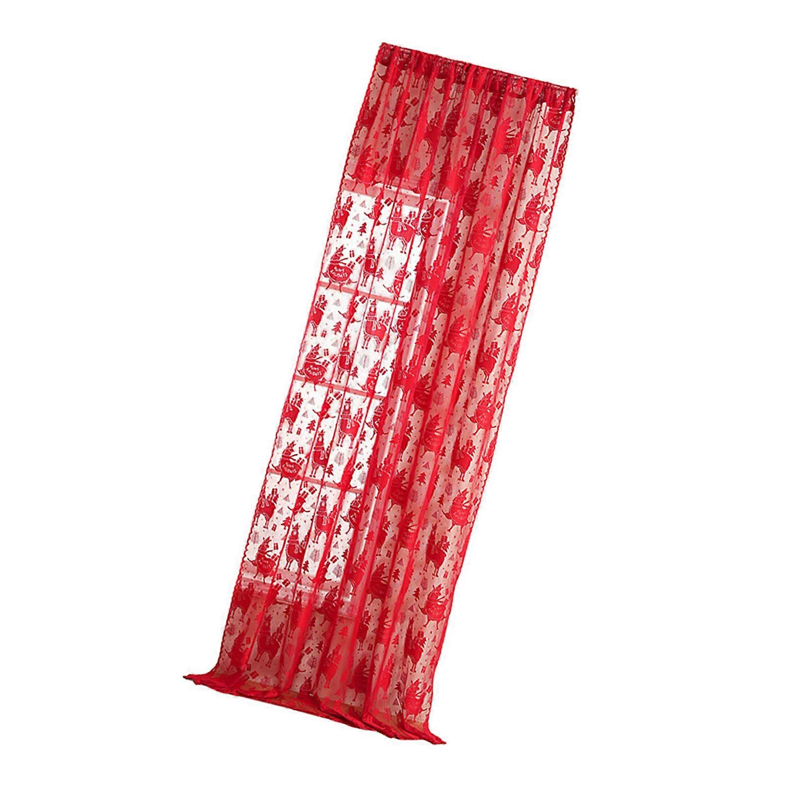 Festival Window Curtain Embroidered Holiday Design Dense Polyester Light Blocking Easy Installation  140 260 Red
