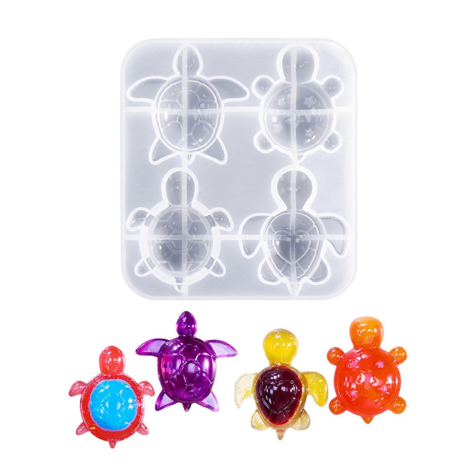 Sea Tortoise Shape Pendant Silicome Mold Effortless Demolding Design 4-cavity For Concrete Resin Art Projects Multicolor