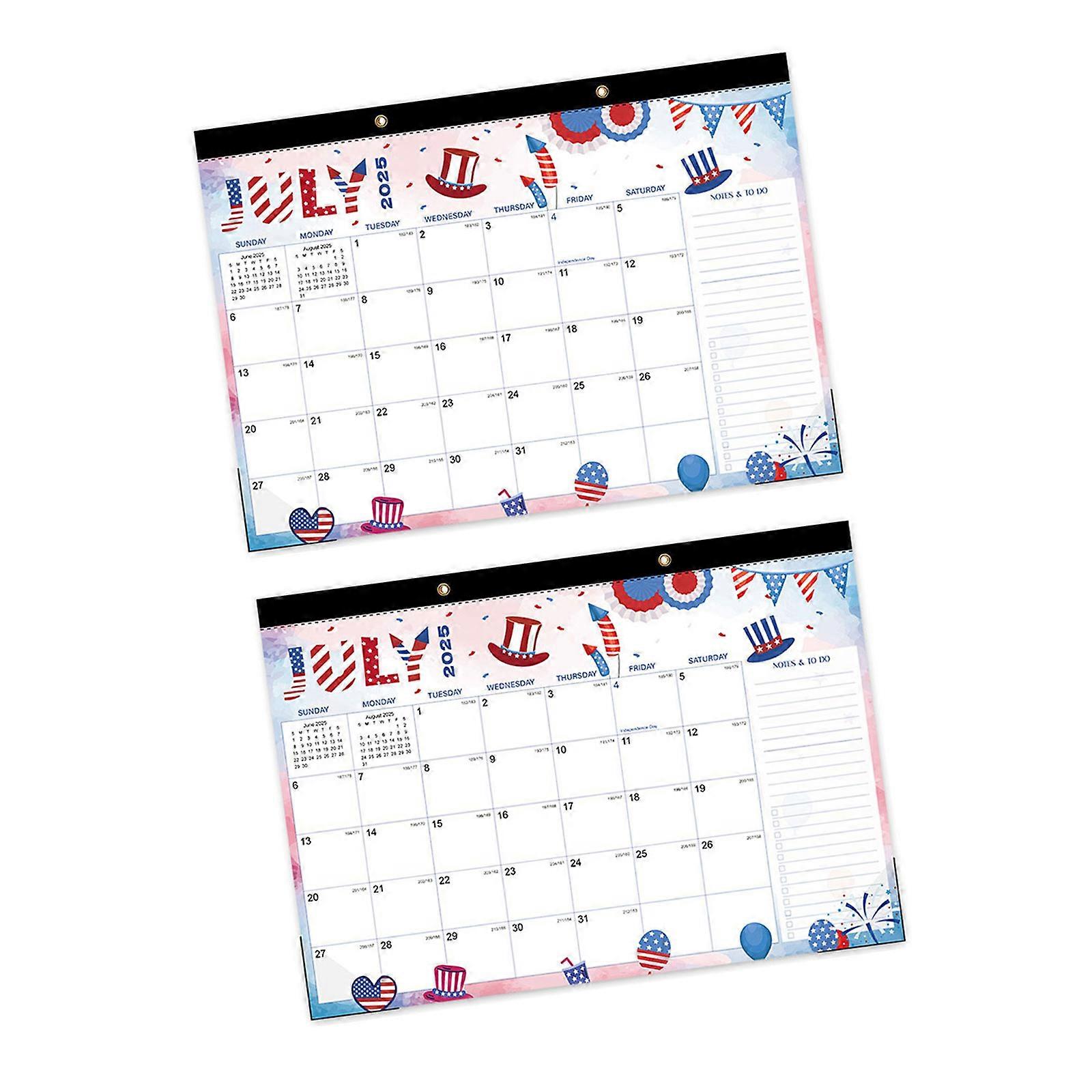 2025-2026 Hanging Wall Calendar from 07/2025 to 12/2026 Twin-Wire Binding Monthly Calendar for Daily Monthly Scheduling Multicolor