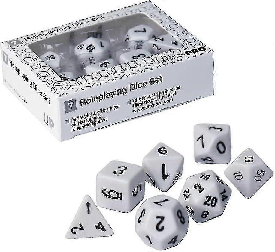 Ultra Pro 7-set Role Playing Game Polyhedral White Dice With Black Numbering 85091