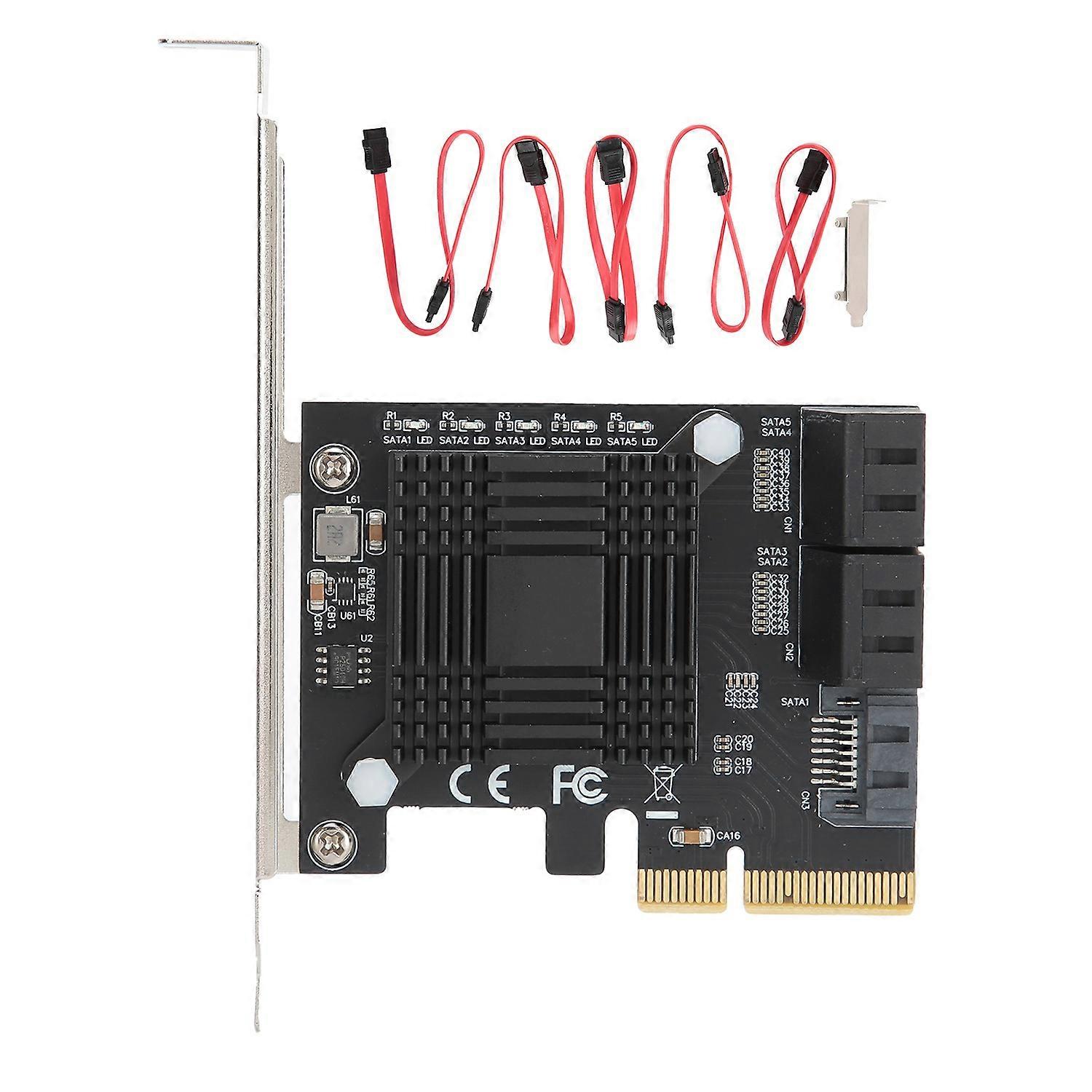 Expansion Card PCIE to 5 Ports SATA3.0 Module Converter Board JMB585 Chip for Computer
