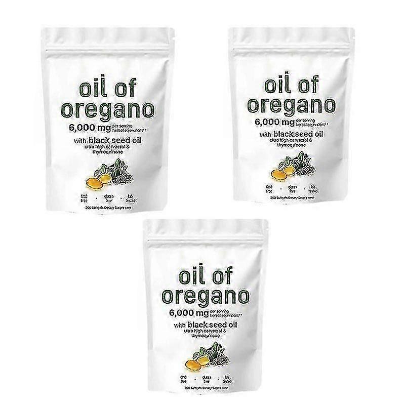 3X שמן שמן קצח אורגנו 6000 מ"ג ג'ל תזונה וחטיפים, 300 יחידות