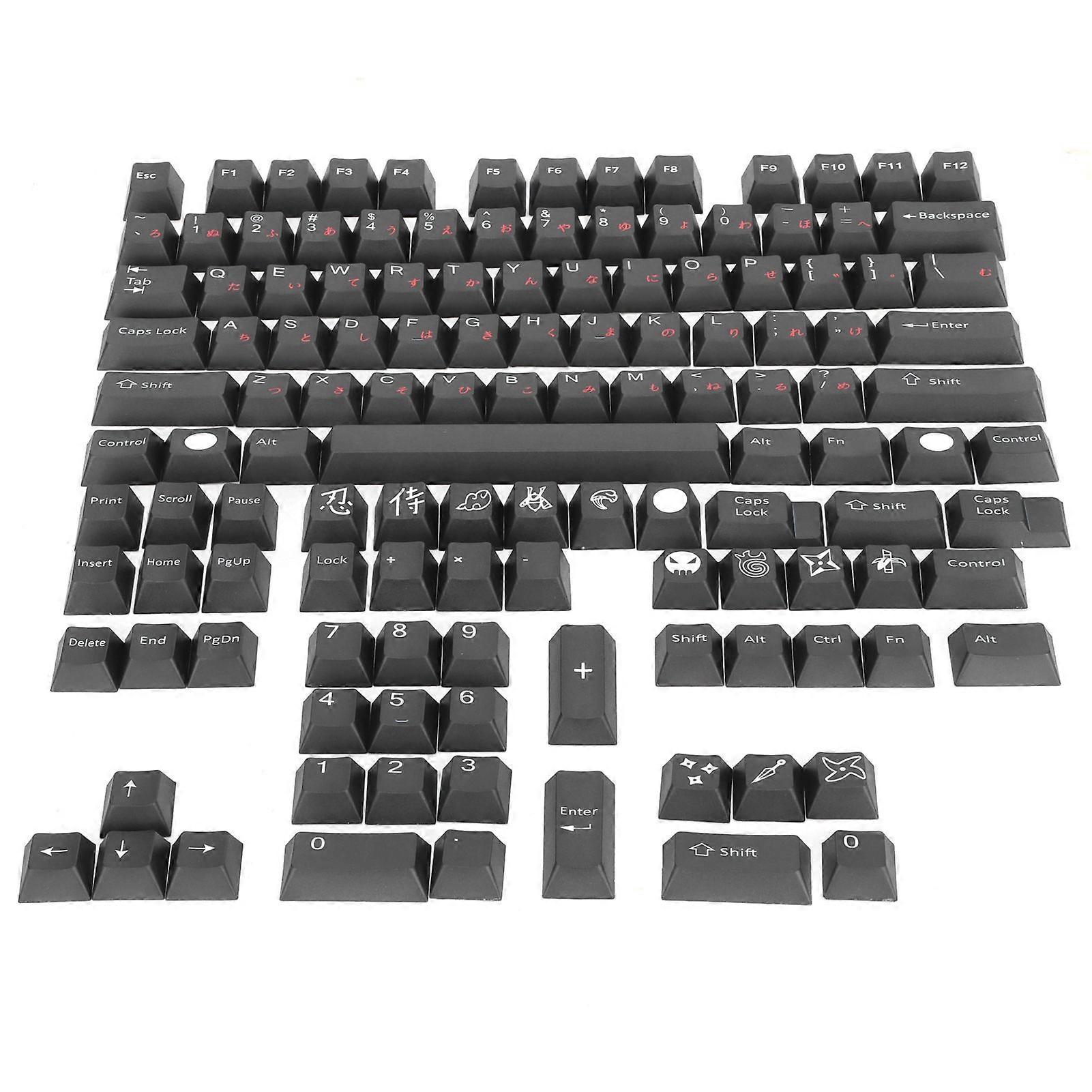 PBT Keycaps Ergonomic Design Oil Resistant Not Fade Personality 128 Key Video Game Keycap for Mechanical KeyboardBlackSH