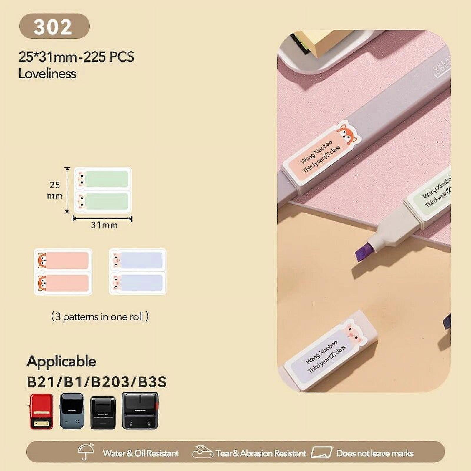 Niimbot Cartoon Pattern Thermal Label Sticker Paper Smart Portable Label Waterproof Stickers Fast Printing For B1/B21/B203/B3S 302-2531-Cut