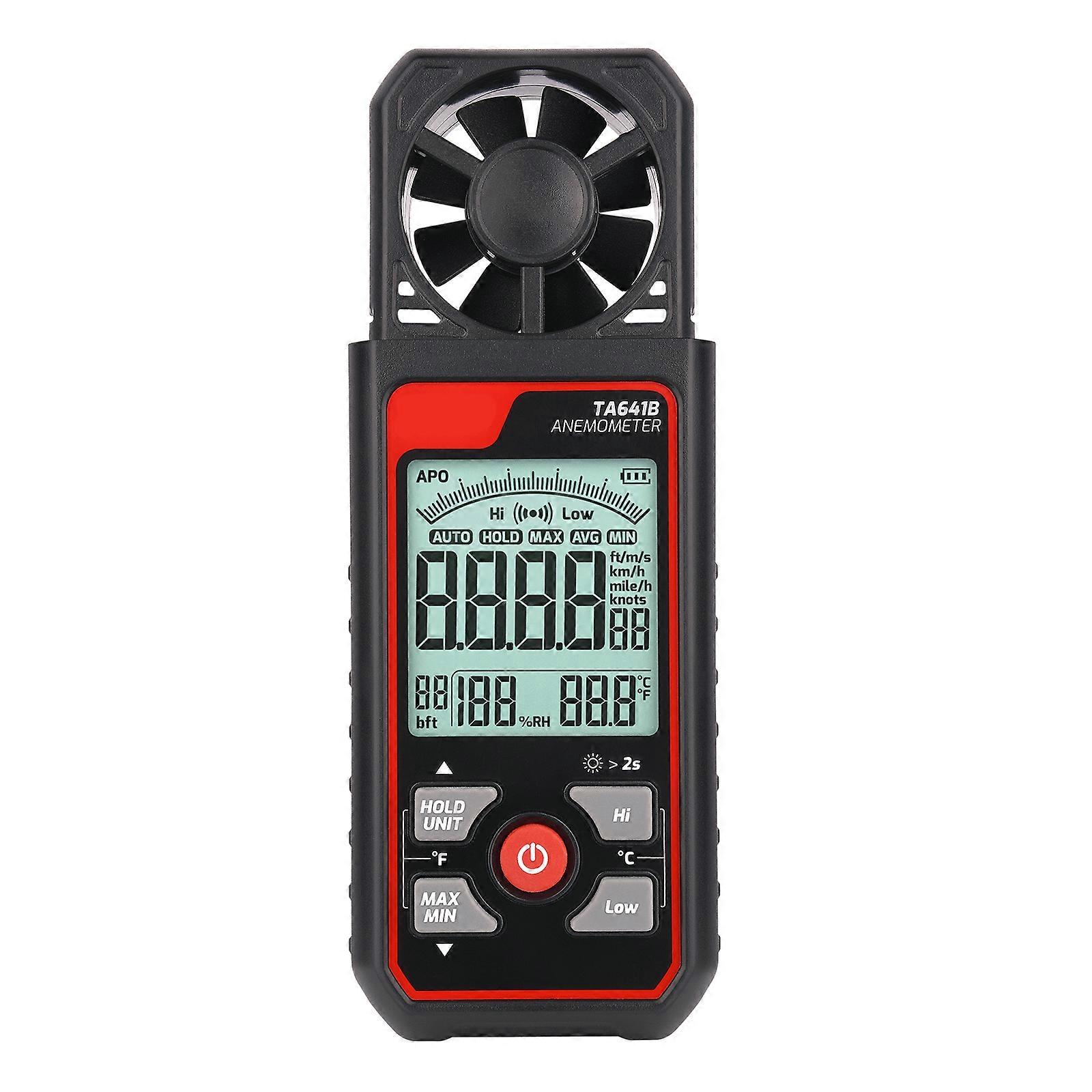 Digital Anemometer Portable Wind Speed Meter Tester Windmeter LCD Backlights Display Temperature Humidity Measuring Tool Multicolor