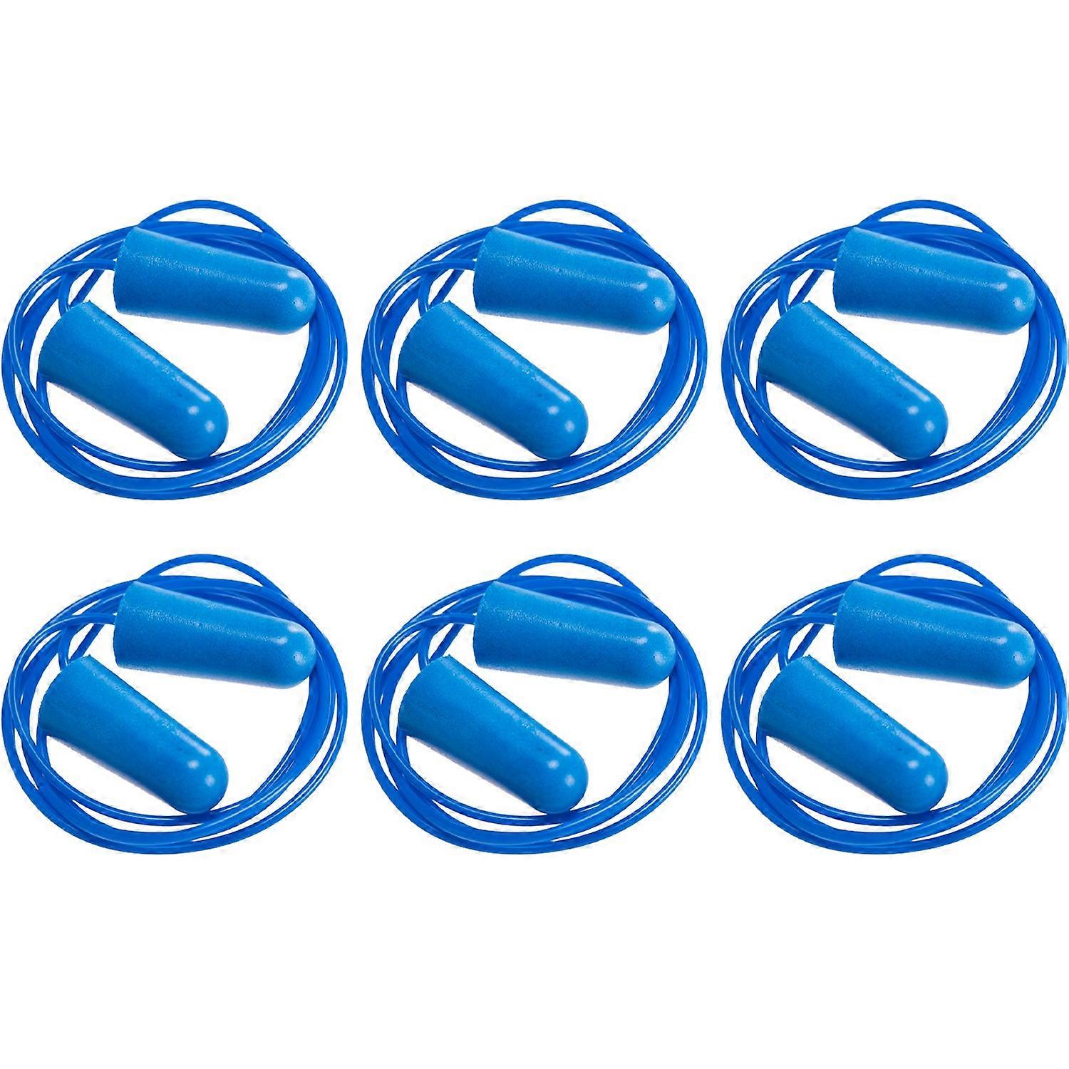 6 Pair Portwest Detectable Disposable Corded Pu Soft Foam Ear Plugs Bulk Anti Noise Reduction Cancelling For Work Sleeping Blue With String Ep30