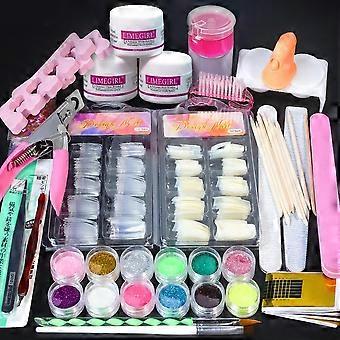 23 in 1 Acrylic Nail Kit for Beginners 12 Color Glitter Acrylic Powder White Clear Pink Acrylic Powder Nails Extension Professio