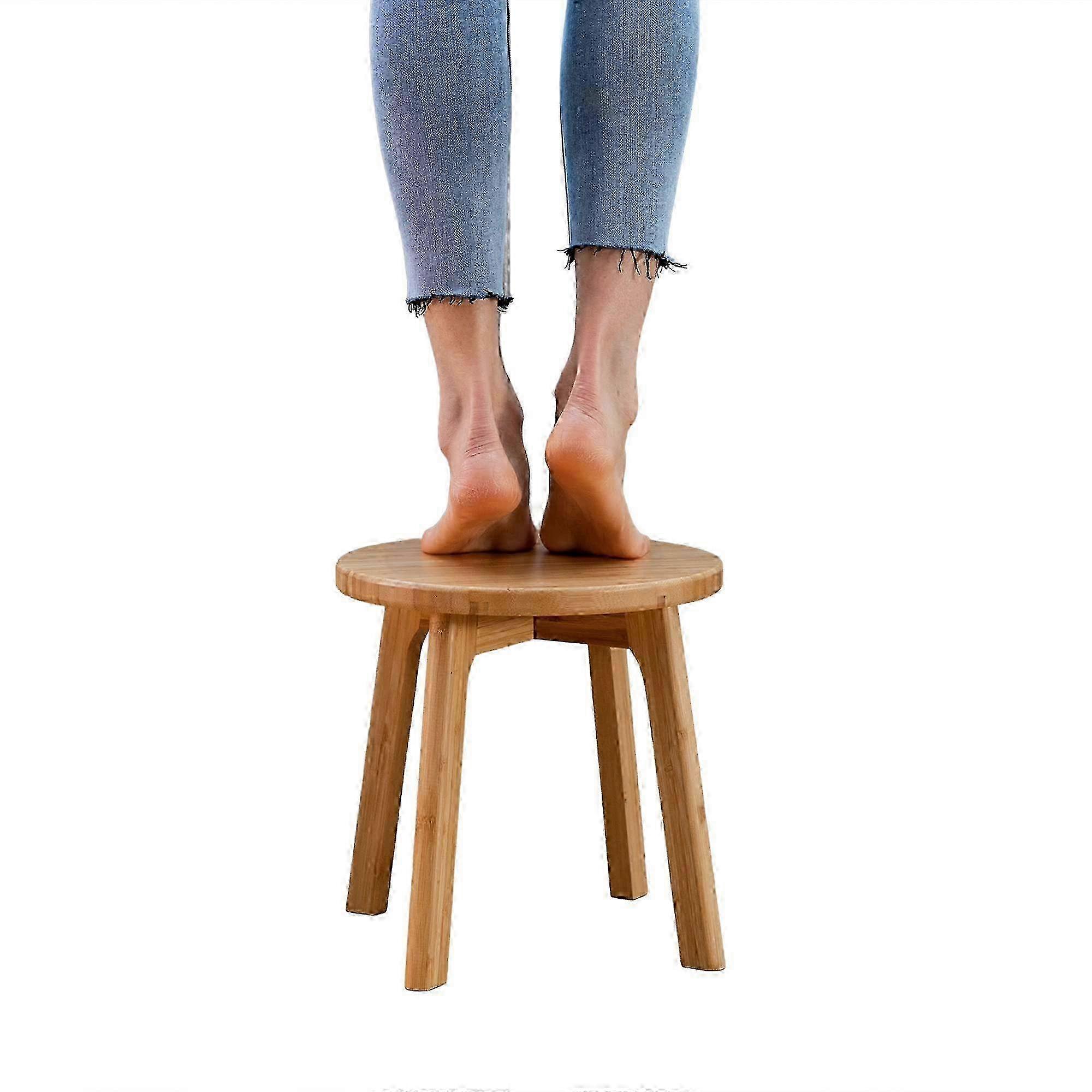 Bamboo Sturdy Wooden Step Stool for Kitchen Bathroom 2025