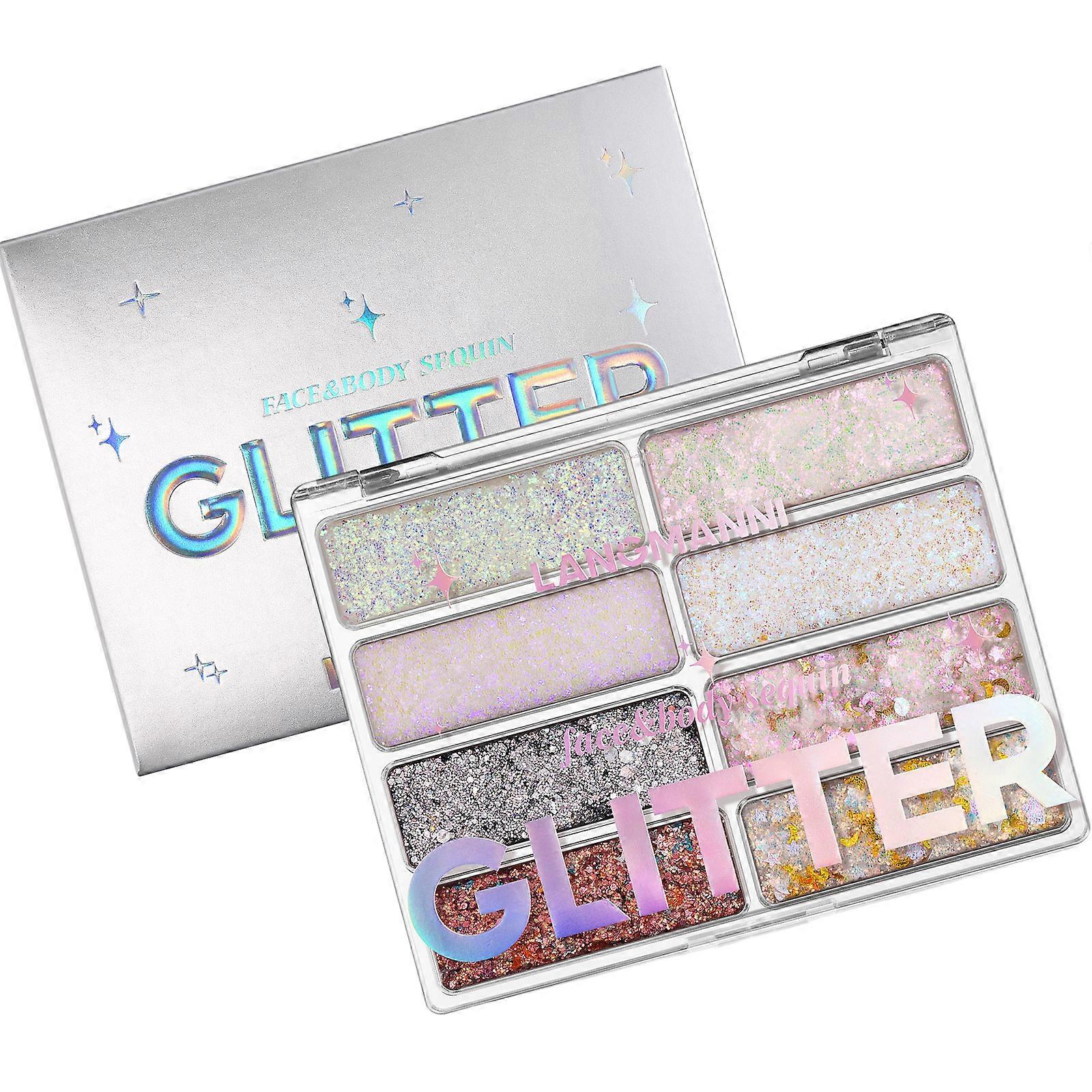 Holographically Glittering Palette 8 Colors for Face and Body Perfect for Festivals Parties and Rave Makeup Decoration Multicolor
