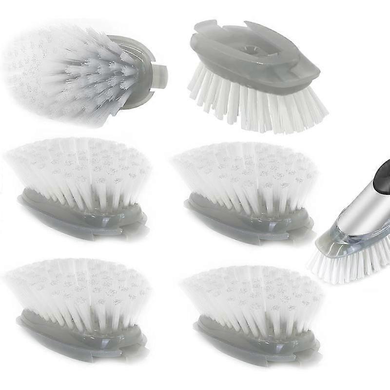 Børstepåfyll til oppvaskbørste - 4-pakning med oppvaskbørste, såpedispenser, erstatning for (grå) grytesvamper