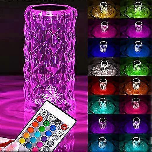 Crystal Diamond Night Light Romantic Rose Acrylic LED Table Lamp