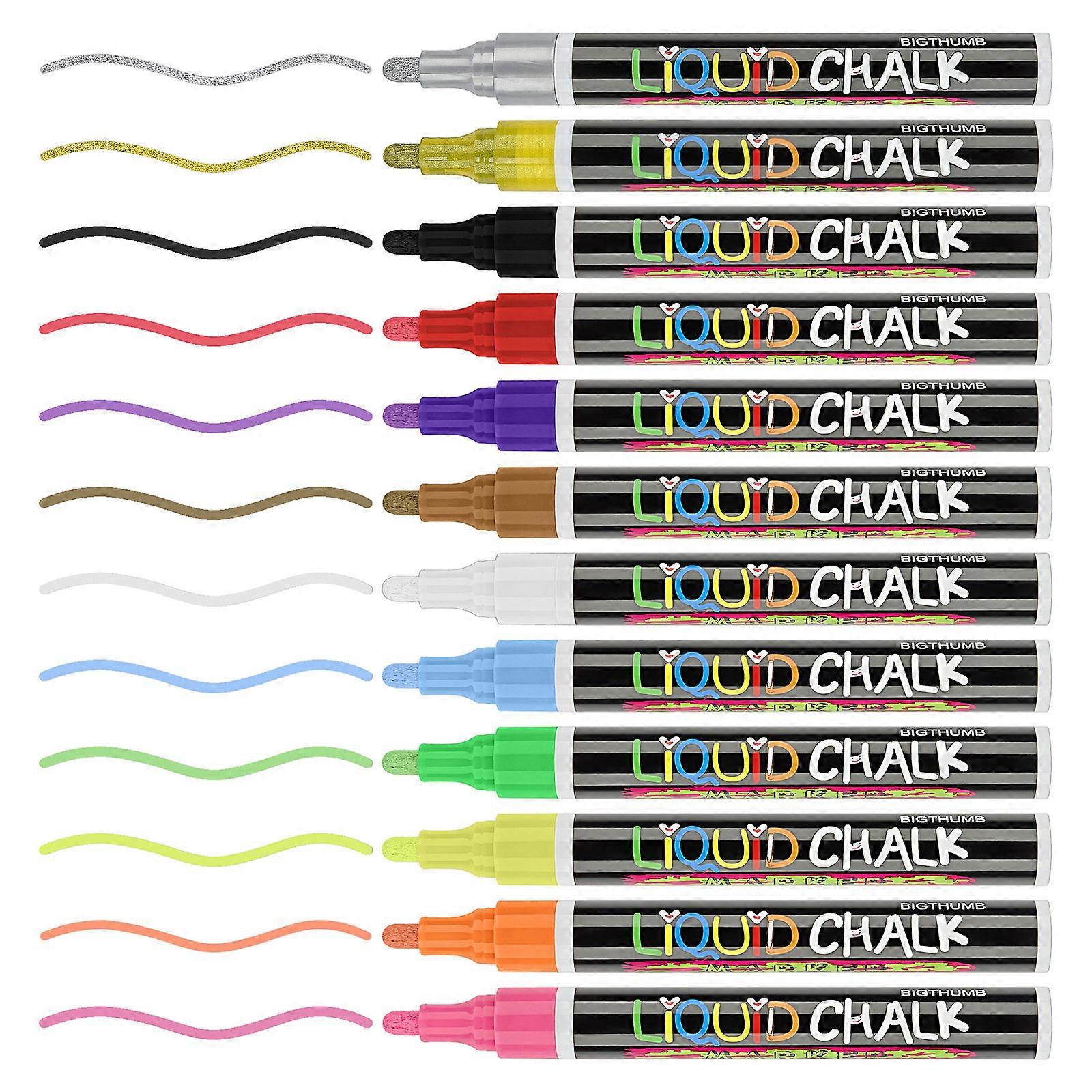 Multi-color Erasable Whiteboard Markers 12 Colors Chalkboard Pens for Whiteboard Chalkboard Window Glass Multicolor