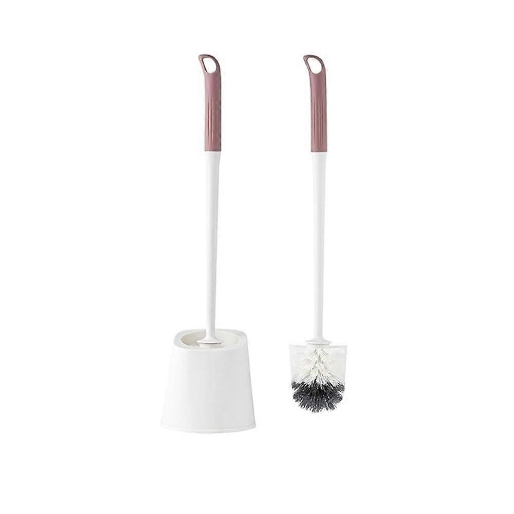 Toilet Brush with Soft Bristles Round Head Long Handle Wall Mounted Space Saving Set Red