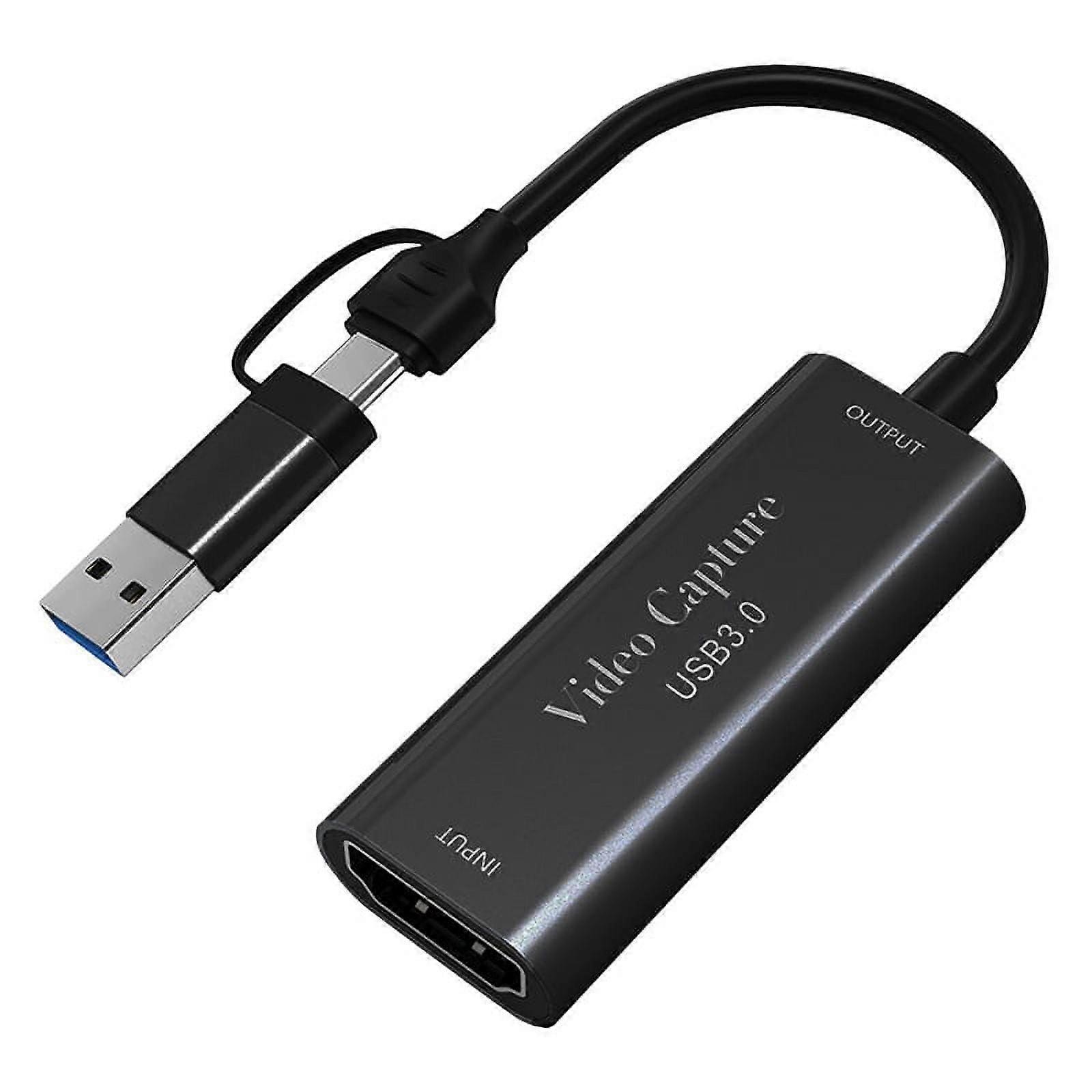 USB3.0 Video Capture Card 4K -Compatible to 1080P 60fps USB Type C Record for Gamingg Streaming Live Broadcasting