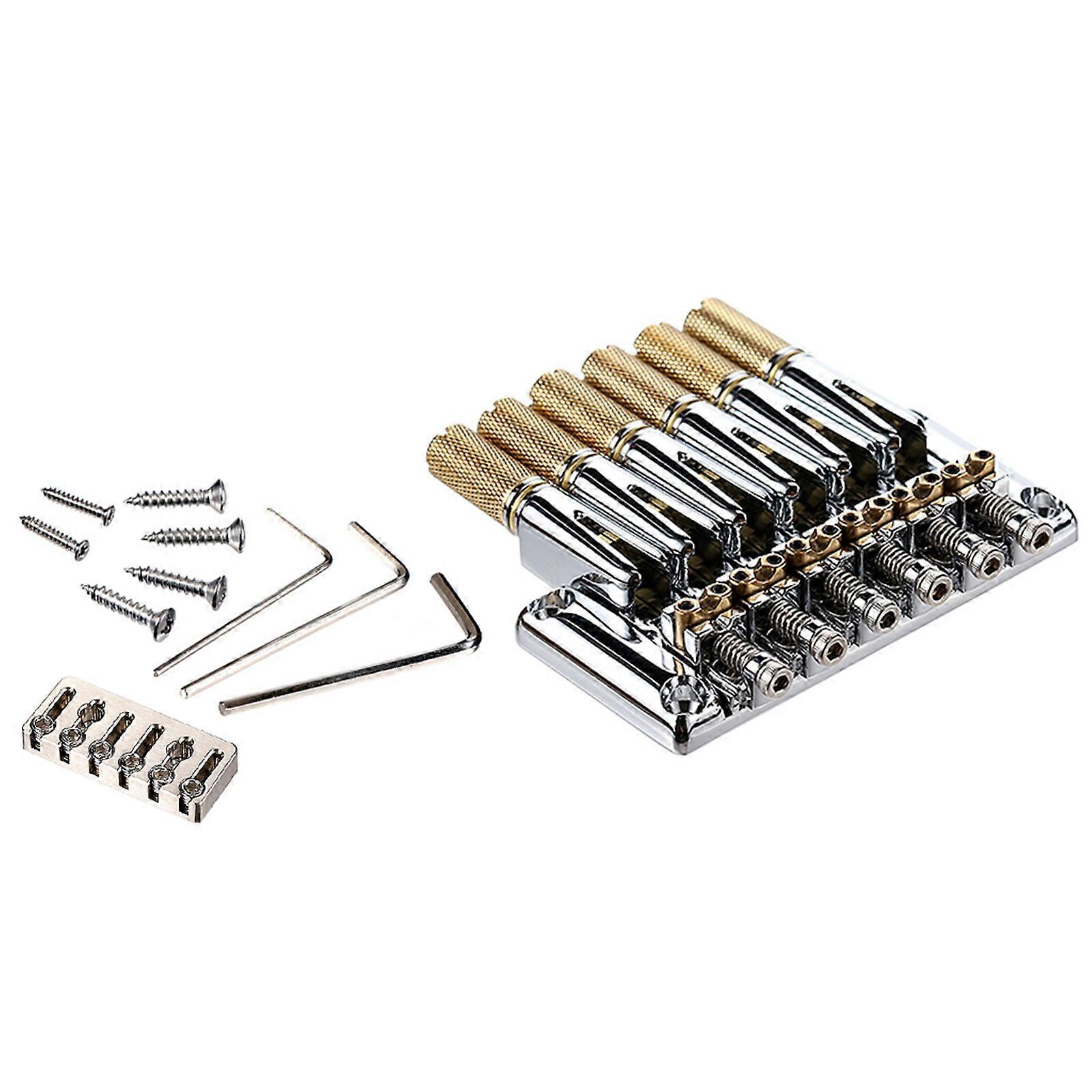 Universal 6 String Guitar Bridge Upgrade System Hardware Includes Tuning Machines Locking Components And Mounting Multicolor
