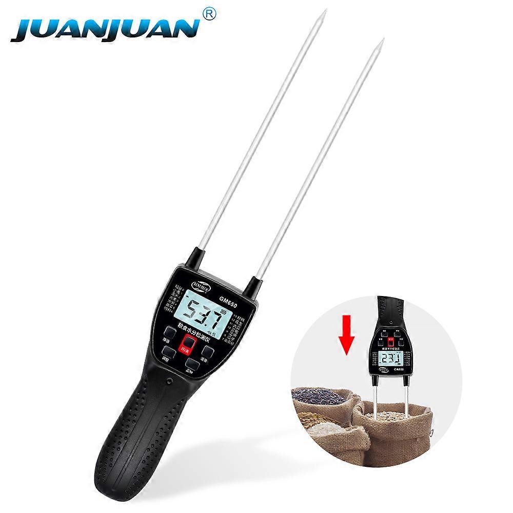 GM650 Grain Moisture Meter LCD Digital Hygrometer Handheld Humidity Content Detector for Corn Wheat Rice Bean Barley Fodder