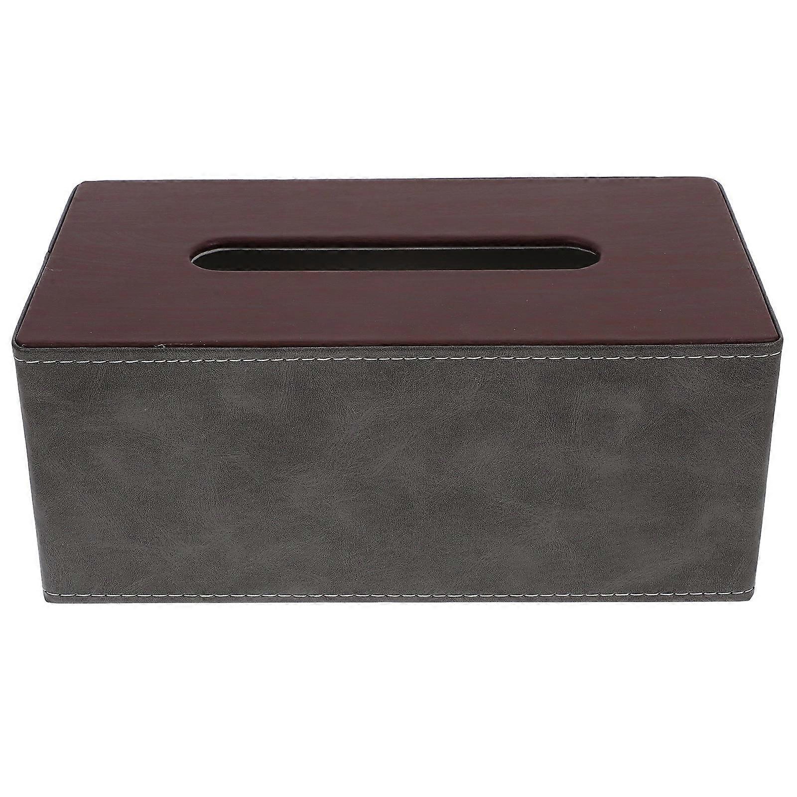 Black PU Tissue Box Holder for Home Use Single Unit