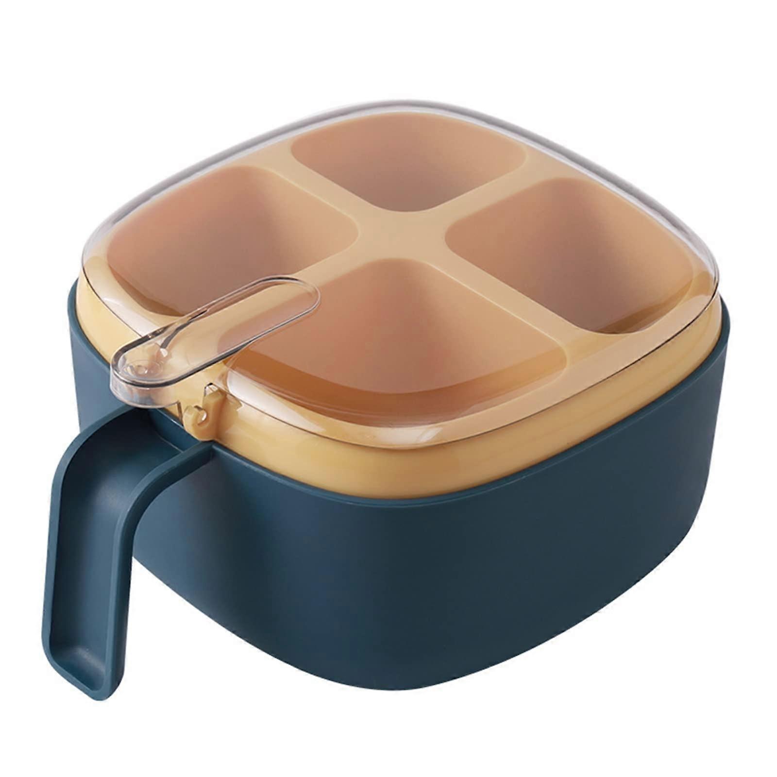 Spice Jar Set with Spoons and Lids, Transparent Seasoning Container with Handle and Compartments