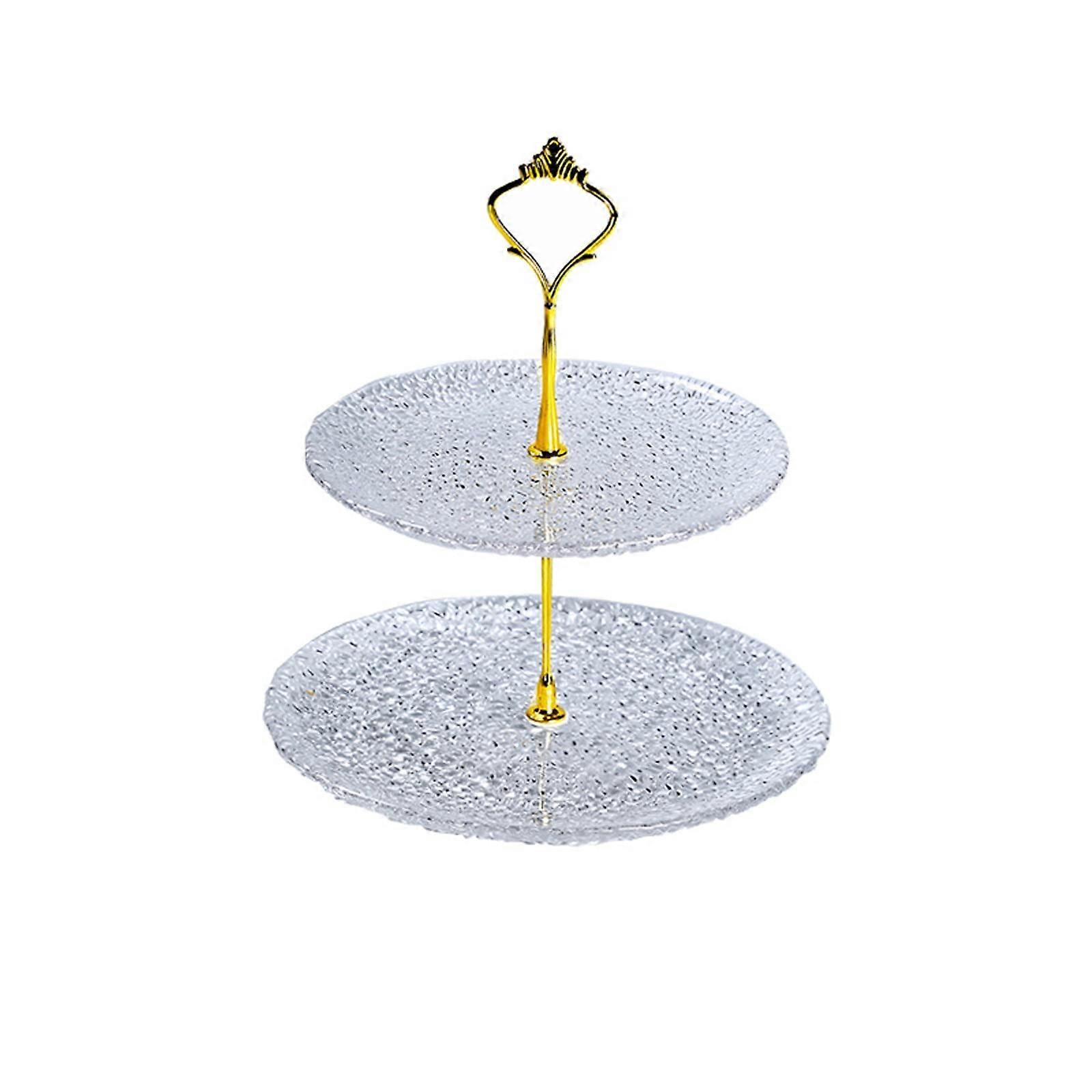 Three Tier Glass Cake Stand with Gold Plated Metal for Cupcakes and Afternoon Tea Display