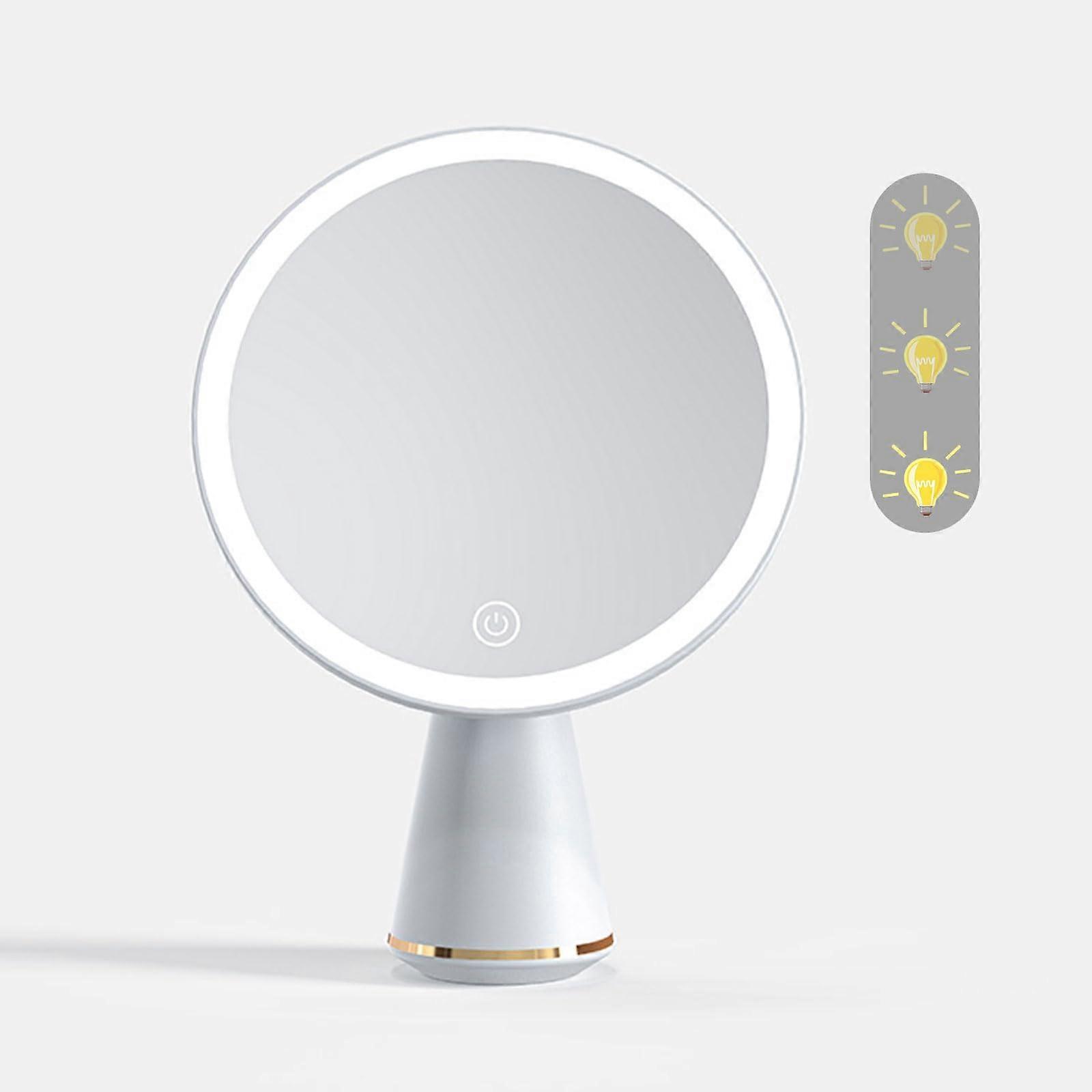 Vanity Mirror with Lights, Rechargeable LED Makeup Mirror, 3Level Dimmable 360° Rotation Touch Control, White