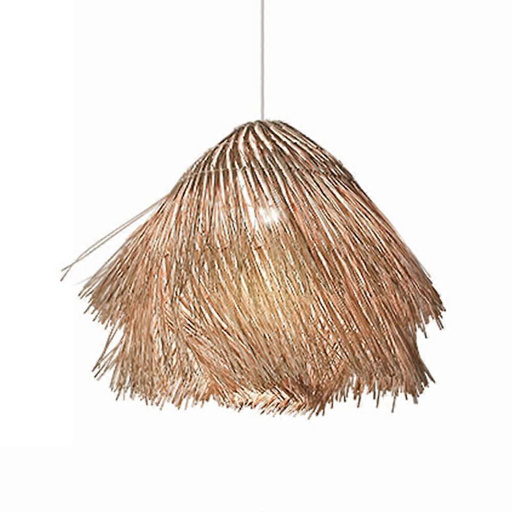 Bamboo Pendant Light Handmade Rattan Ceiling Fixture Bohemian Tropical Charm 17.7in Lampshade