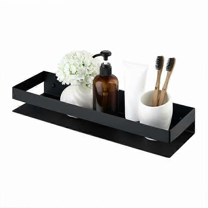 Seachrome Rectangular Shower Shelf with Rail in a Matte Black Finish