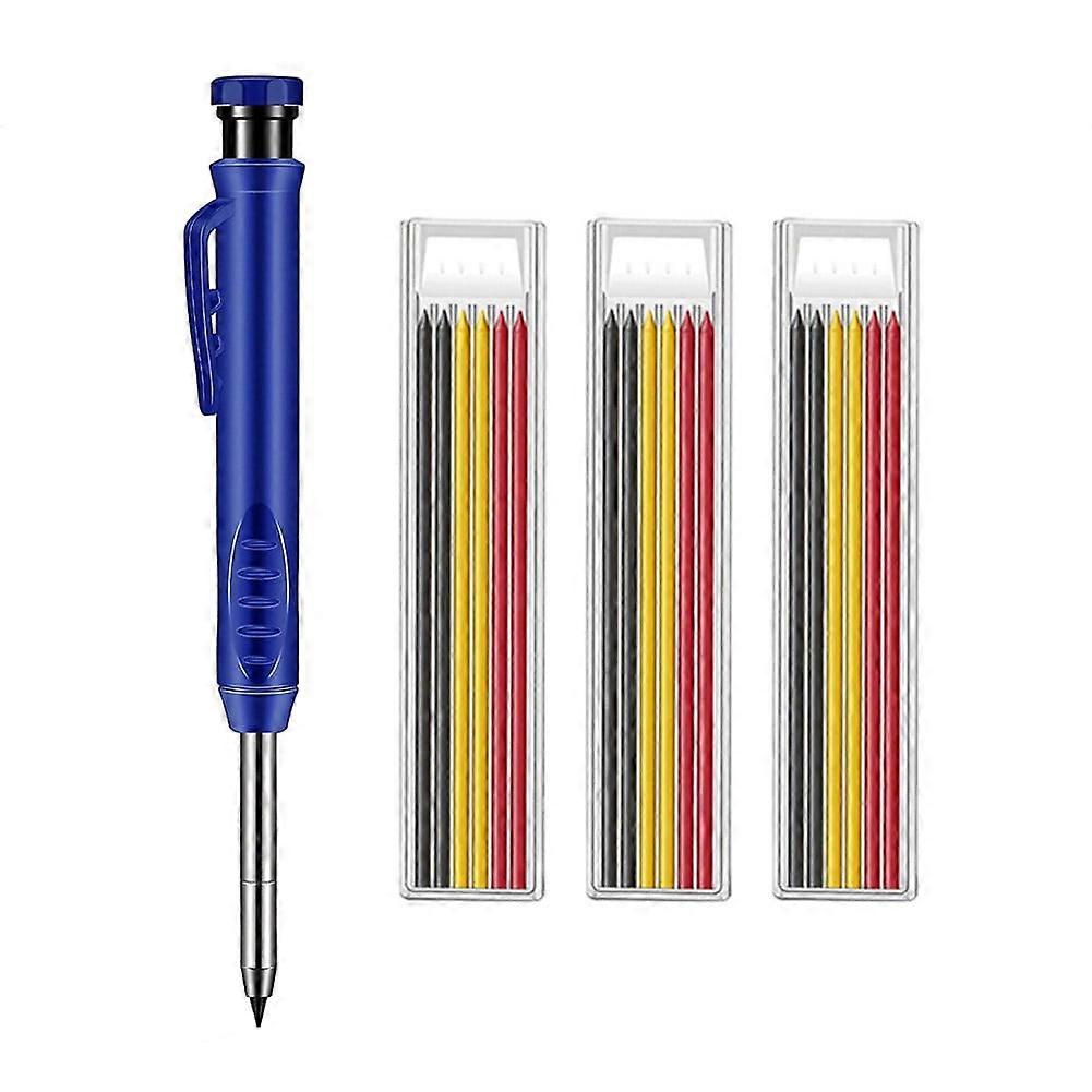 Carpenter Pencil With Refill Leads and Built-in Sharpener for Deep Hole Marker