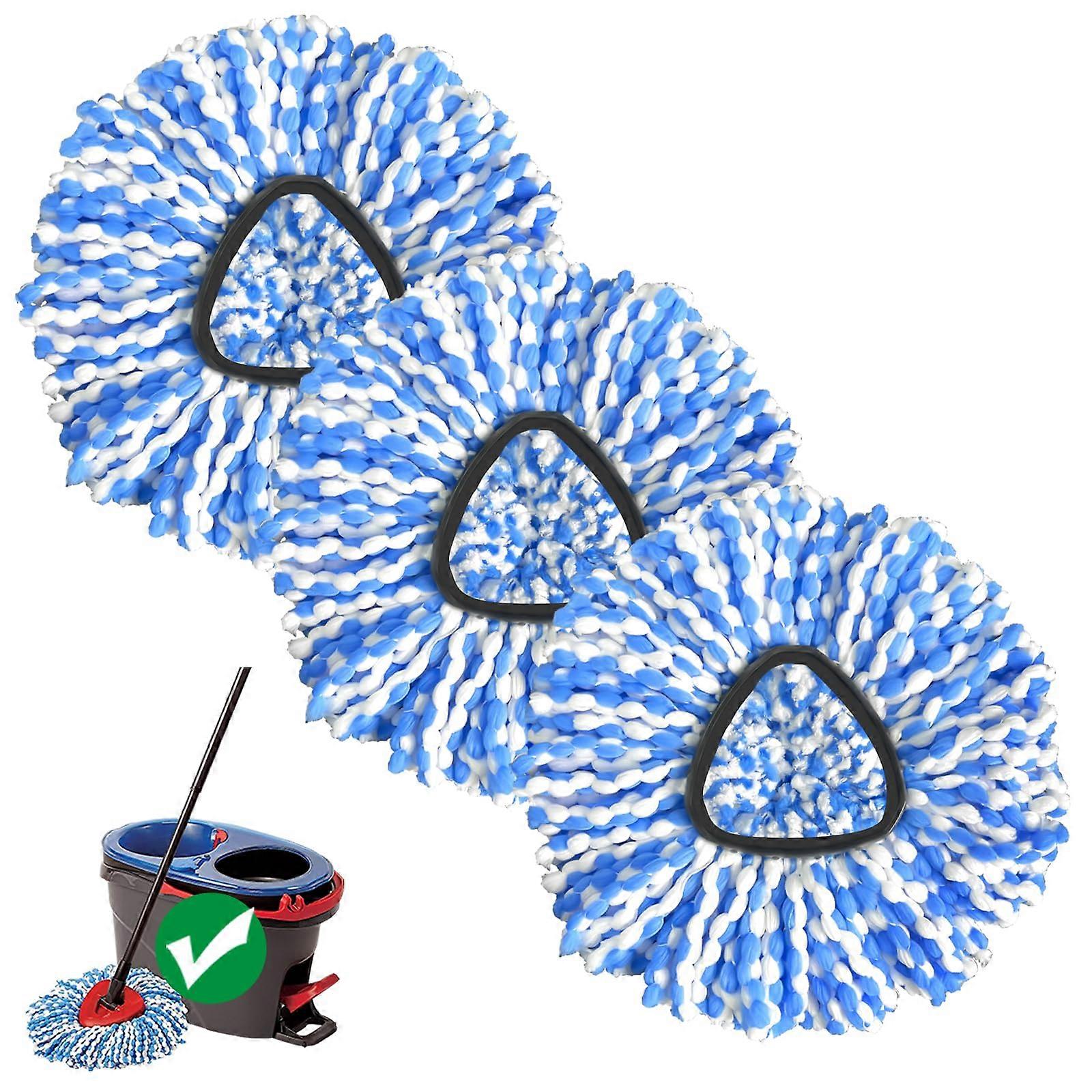 Spin Mop Replacement Heads 3 Pack Microfiber Washable Refills for 2Tank Mop System Deep Cleaning